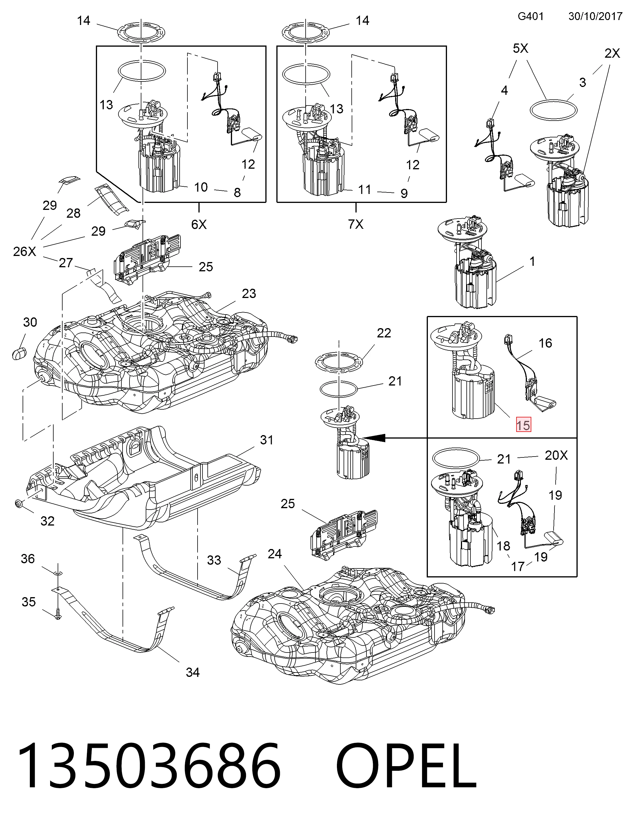 13272601 General Motors Moduł pompy paliwowej z czujnikiem poziomu paliwa