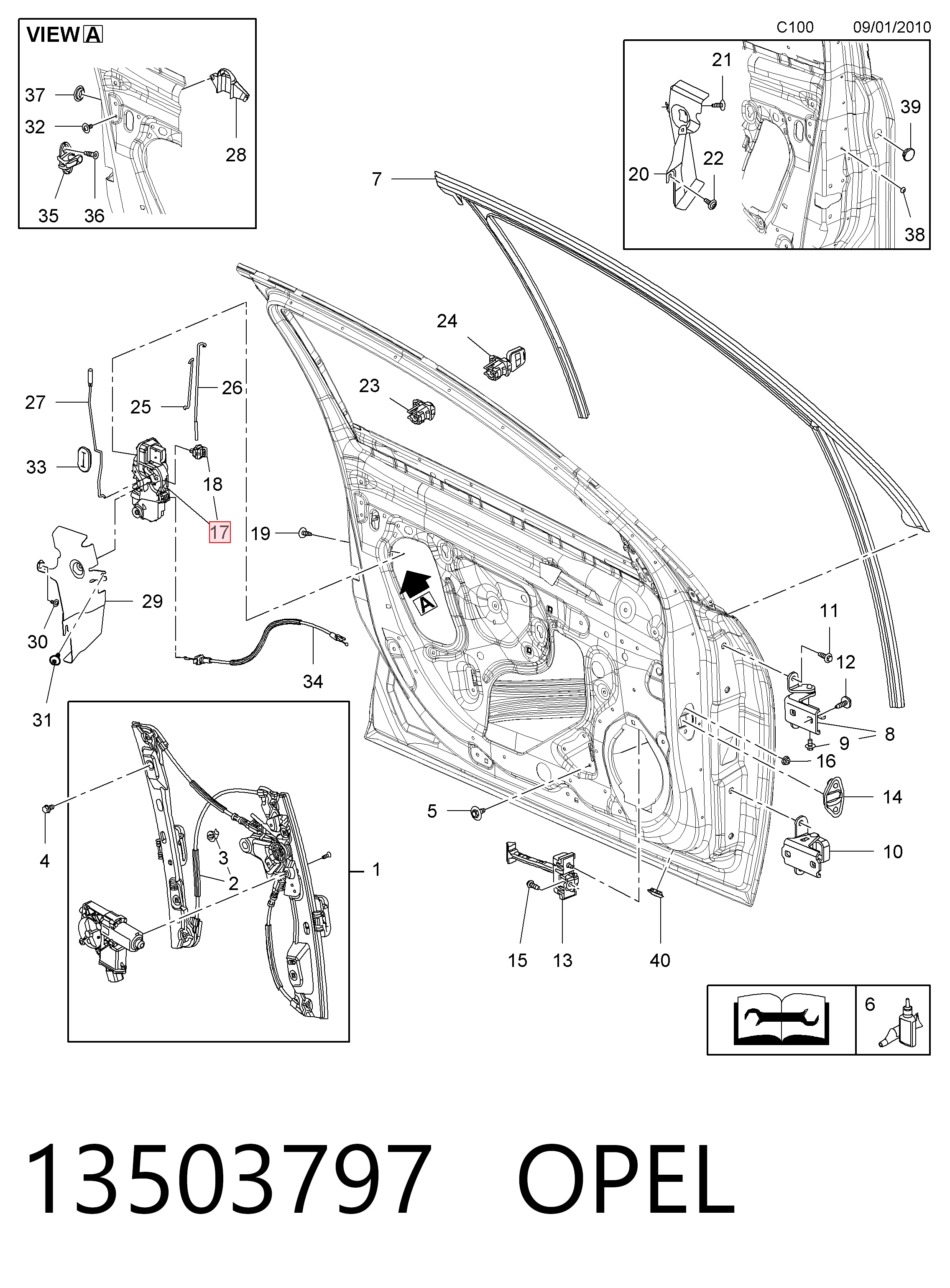 Zamek drzwi przednich lewych do Chevrolet Cruze  J300