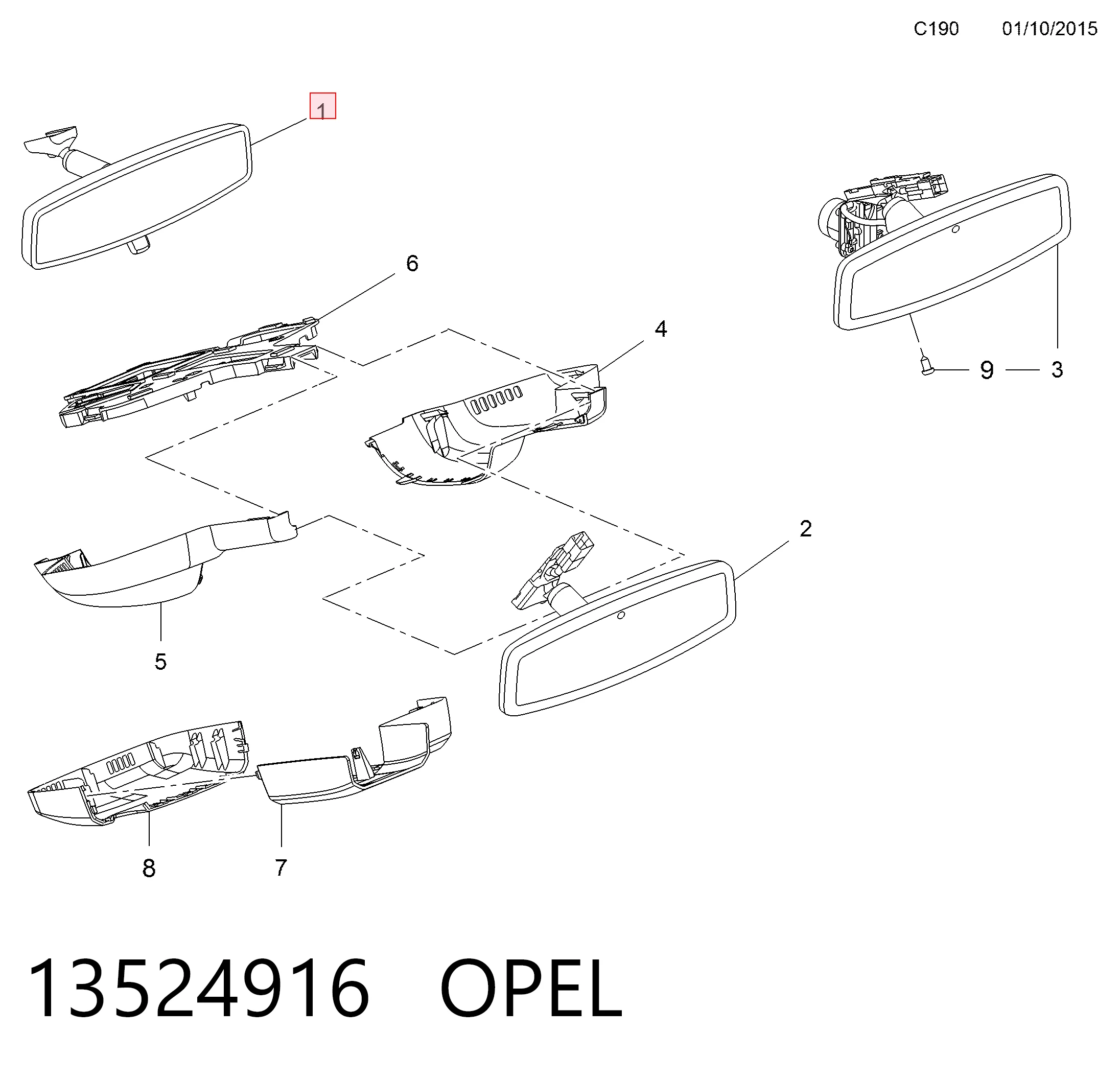 Lusterko wewnętrzne Chevrolet Aveo III sedana (T300) (2011 - 2020) cena, od 64,70 USD