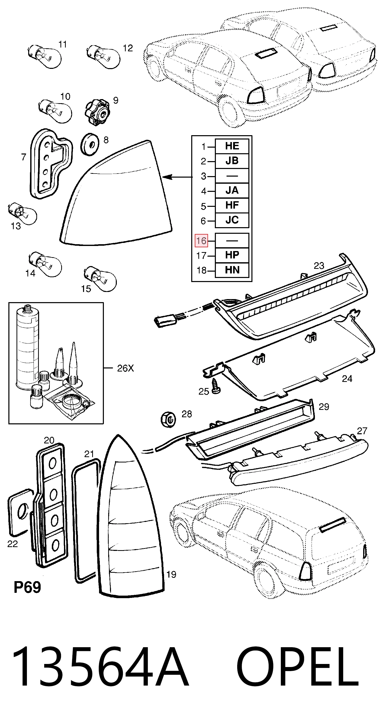 Do koszyka 93175675 General Motors Lampa zespolona tylna lewa