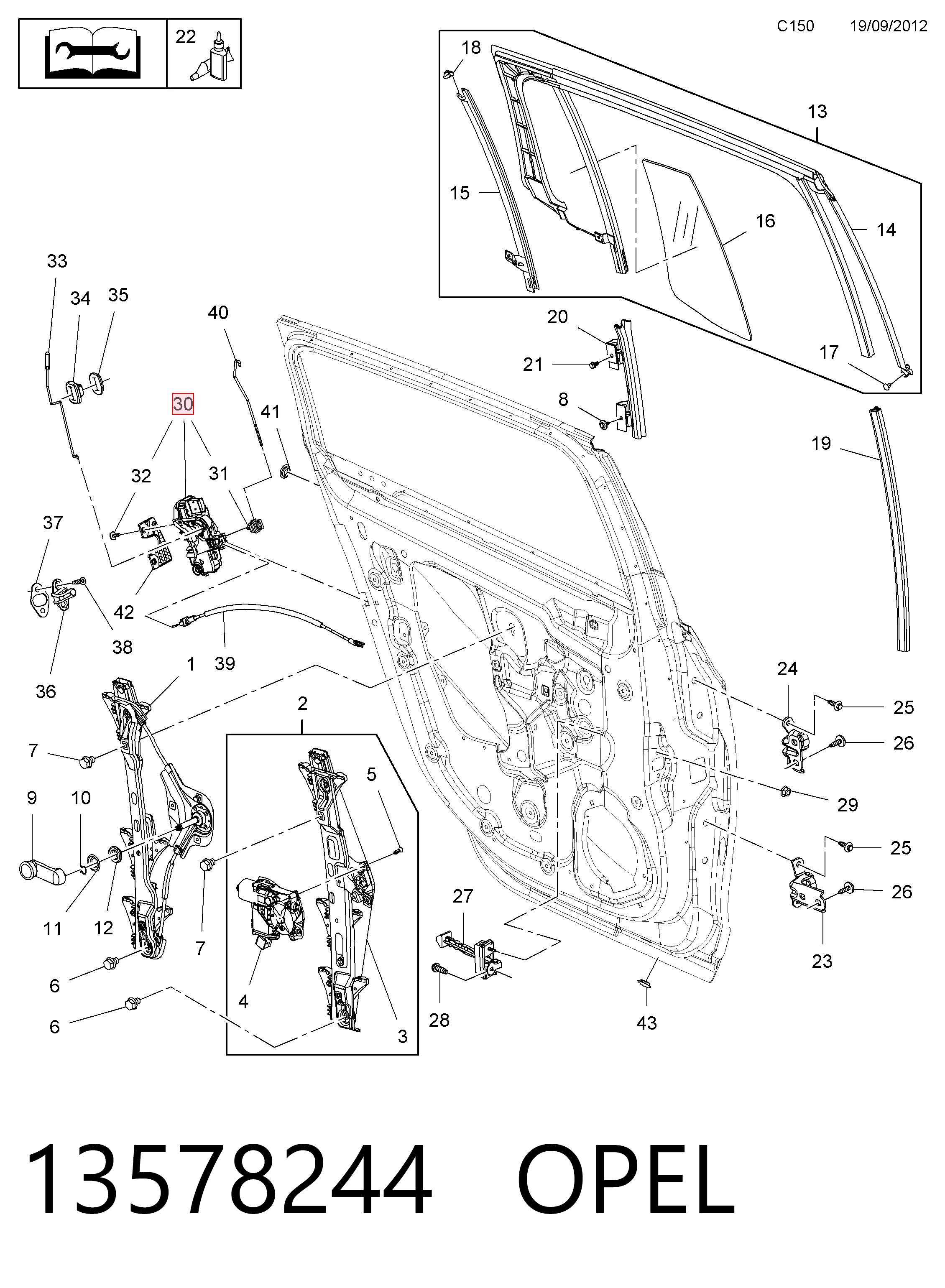 Do koszyka Zamek drzwi tylnych lewych Opel Zafira C P12