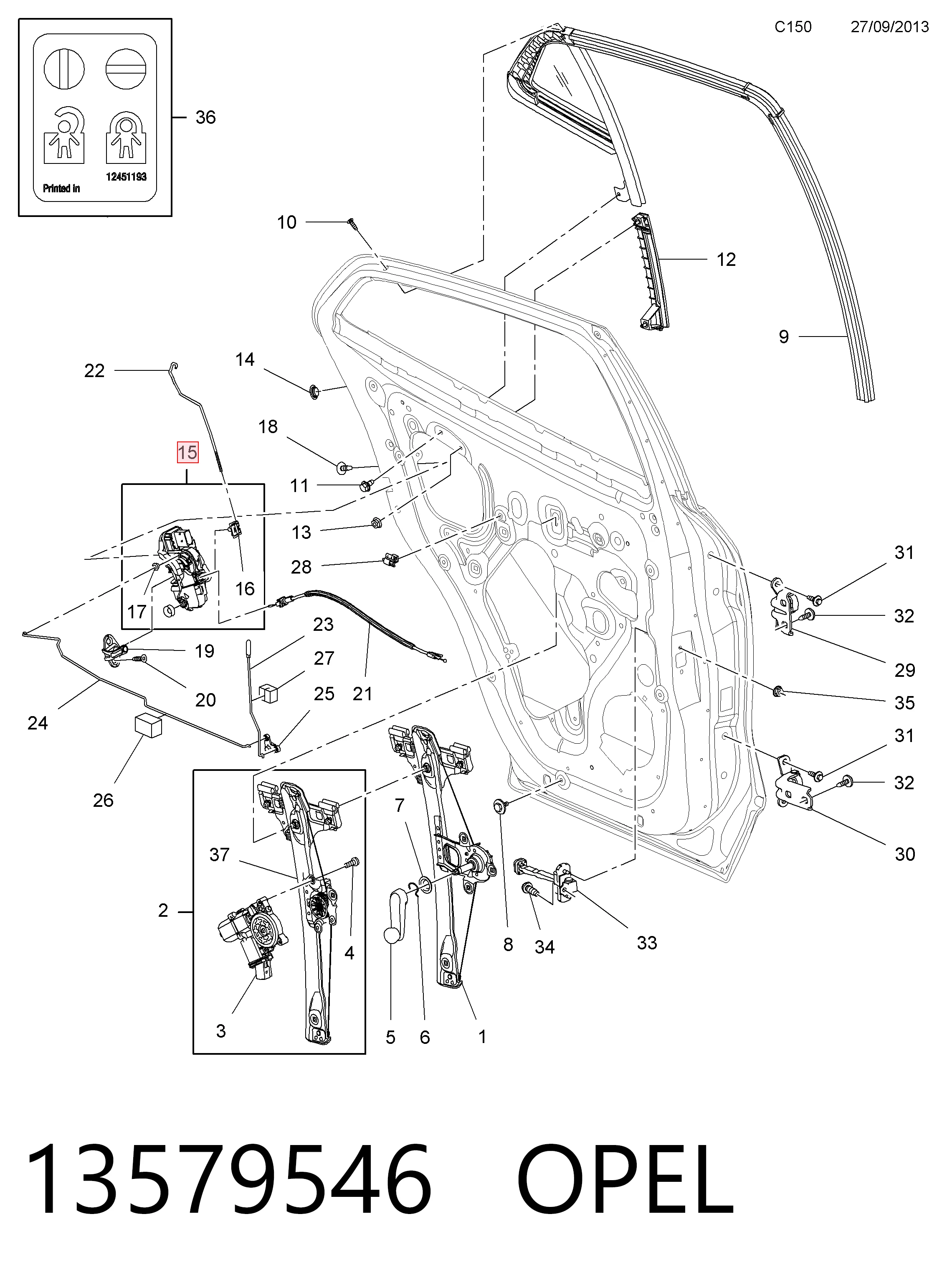 Zamek drzwi tylnych prawych do Chevrolet Aveo III T300