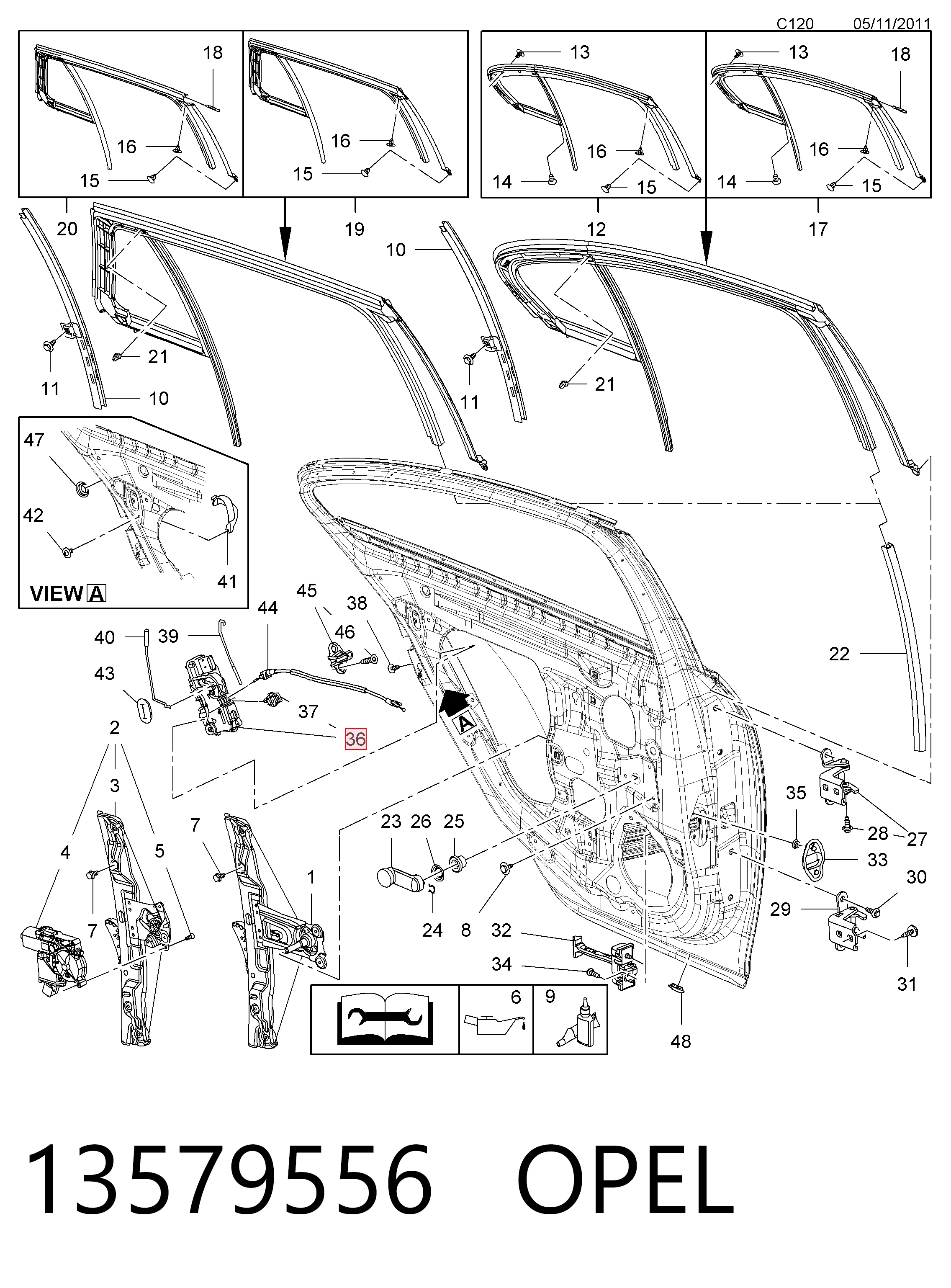 13579556 Opel Zamek drzwi tylnych prawych