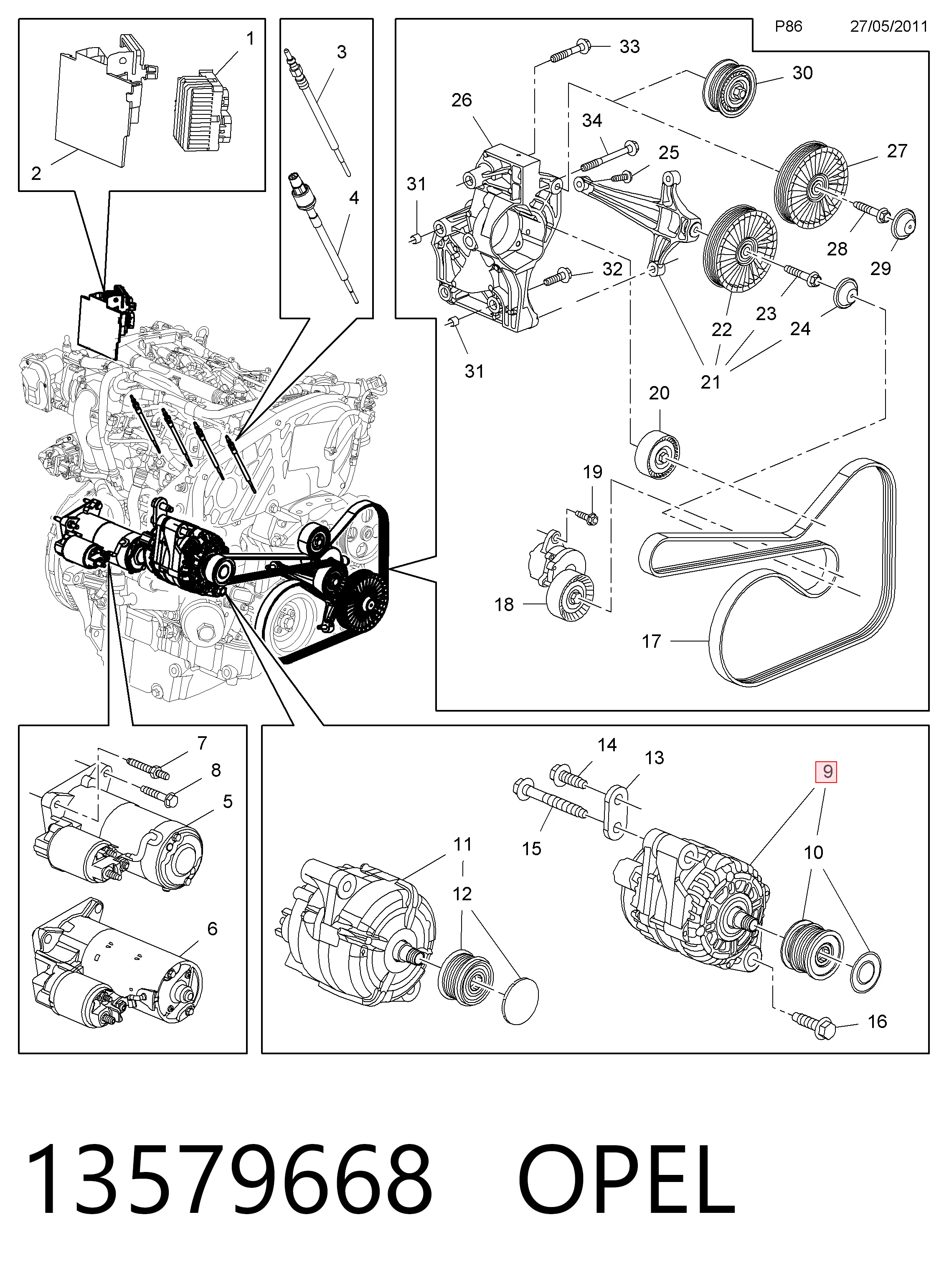 13579668 Opel Alternator