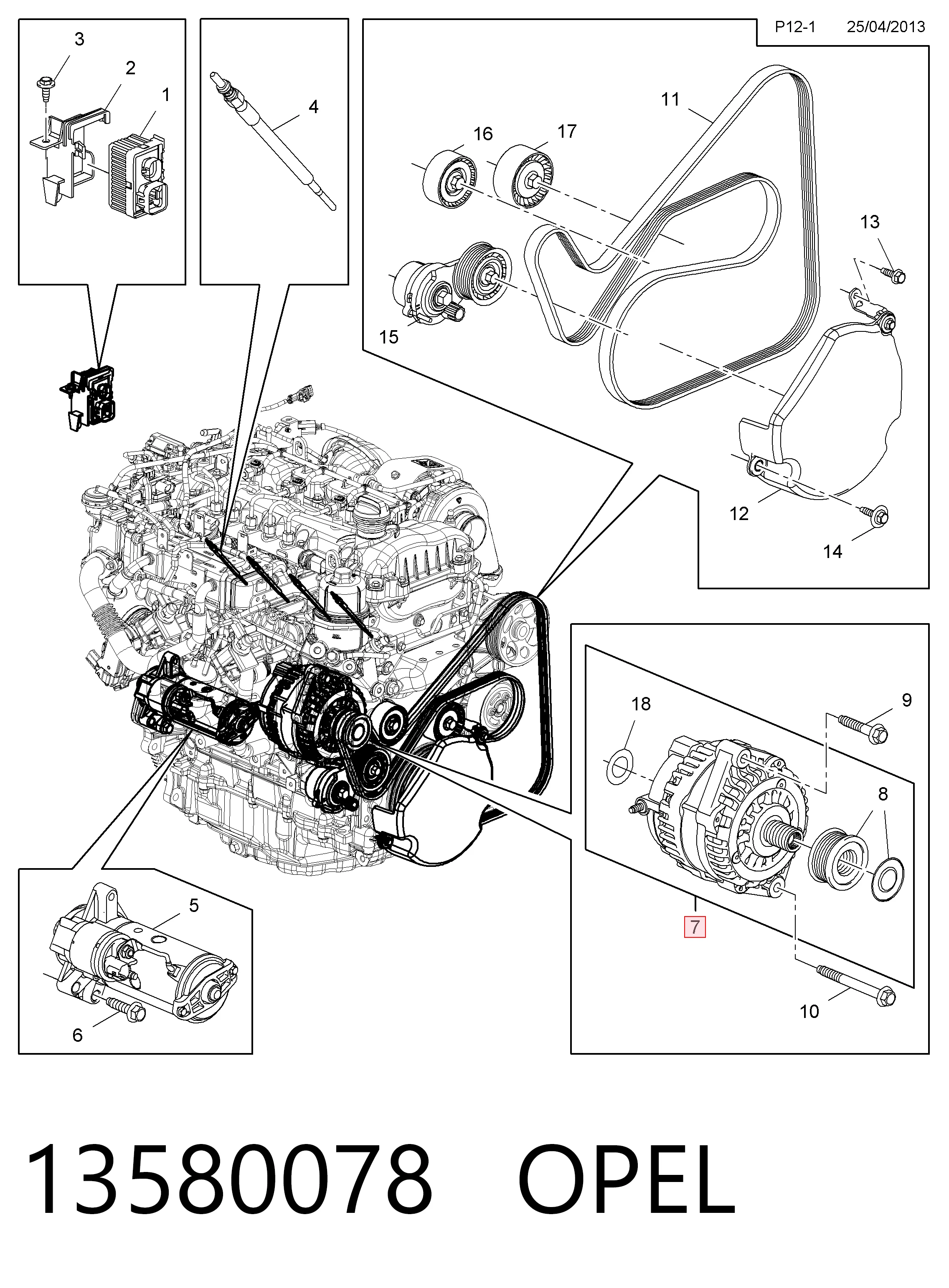 13580078 Opel Alternator