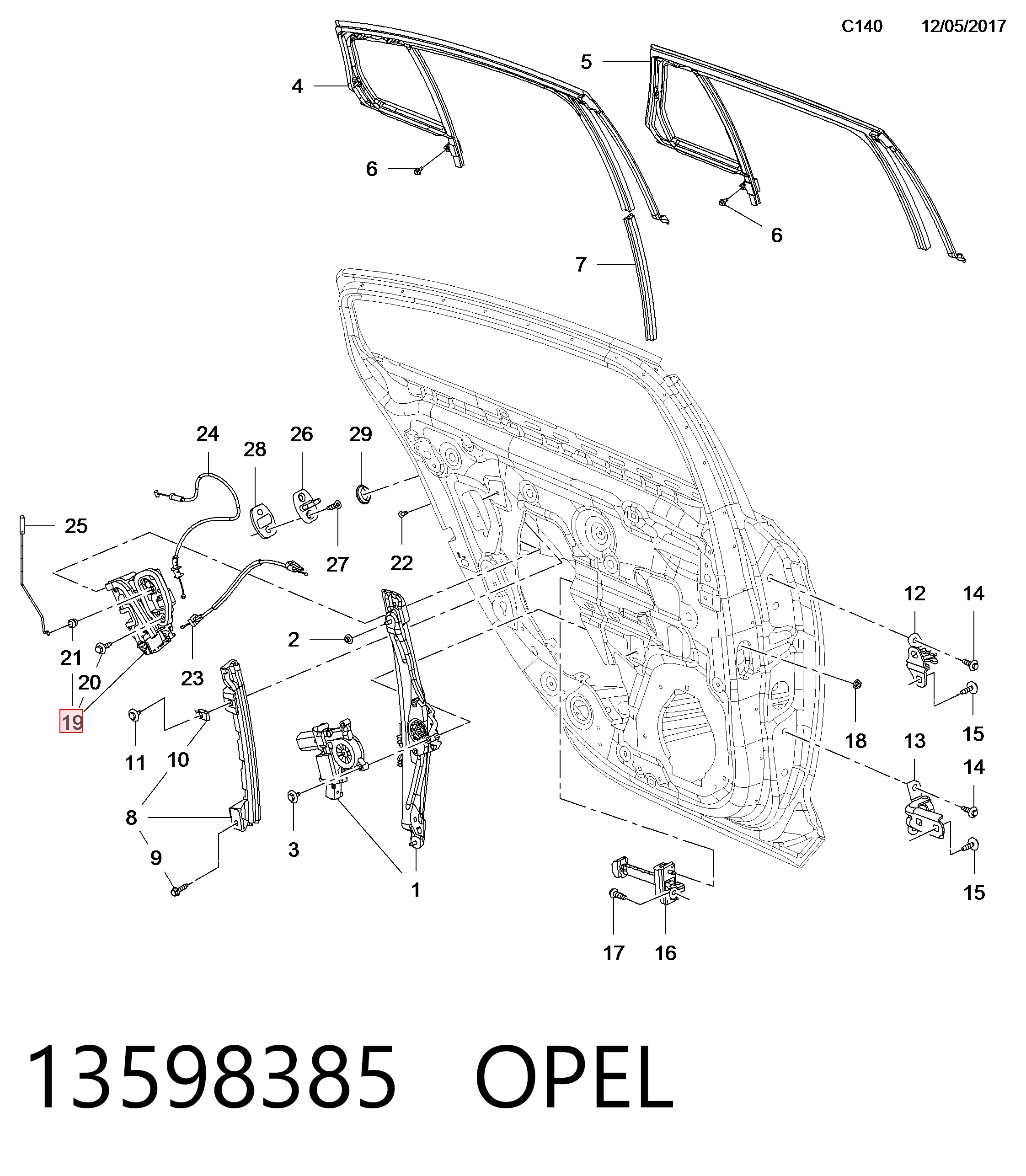 Zamek drzwi tylnych prawych Opel Astra K kombi (2015 - 2022) cena, od 66,40 USD