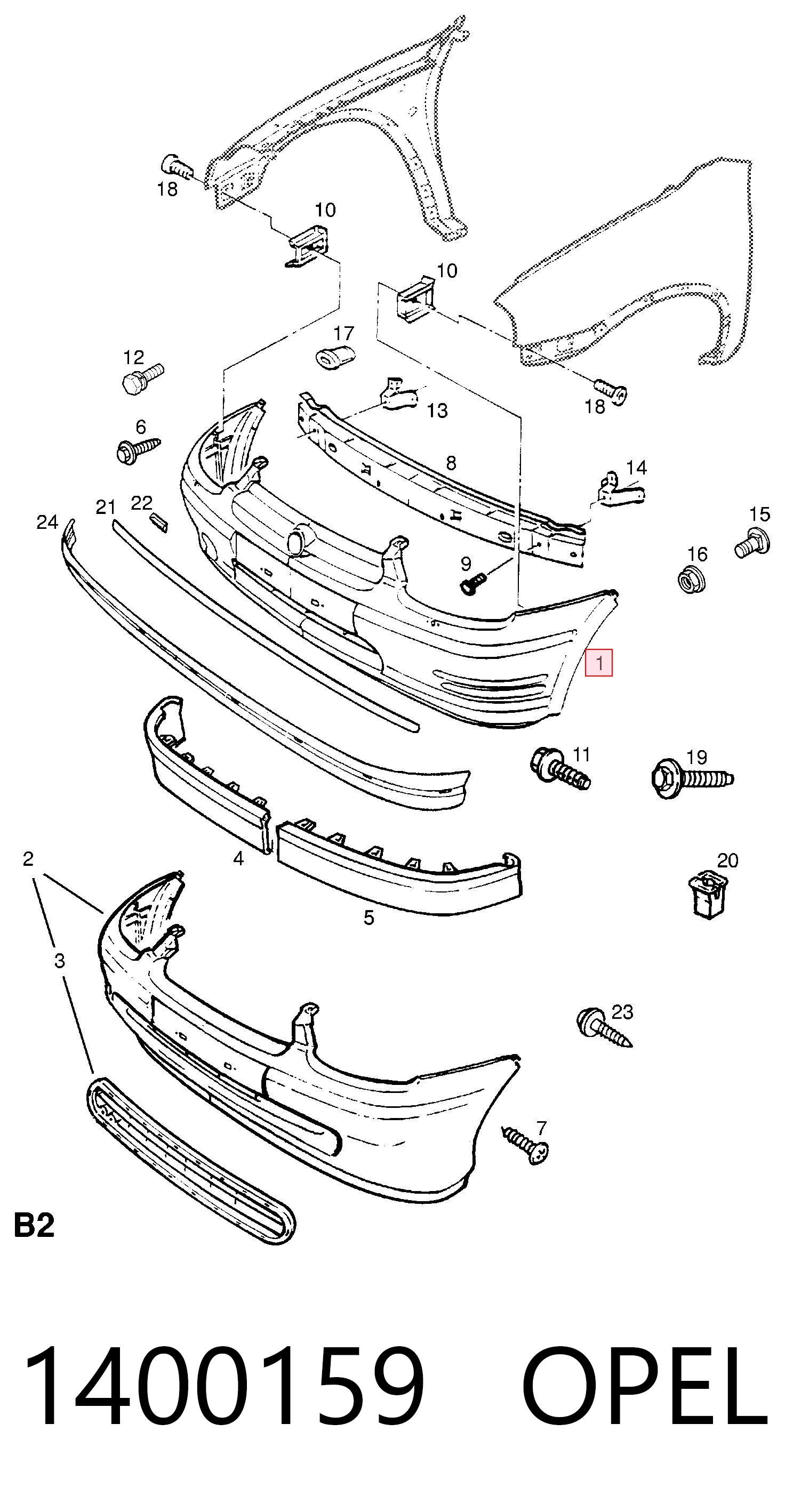 93235701 General Motors Zderzak przedni