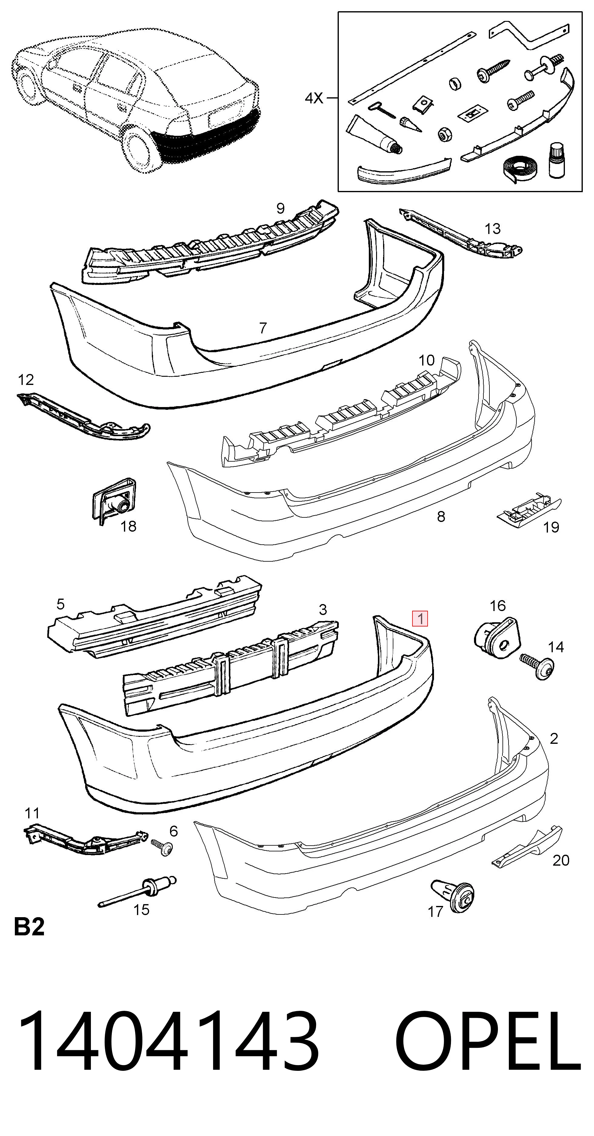 Zderzak tylny do Opel Astra G F48, F08
