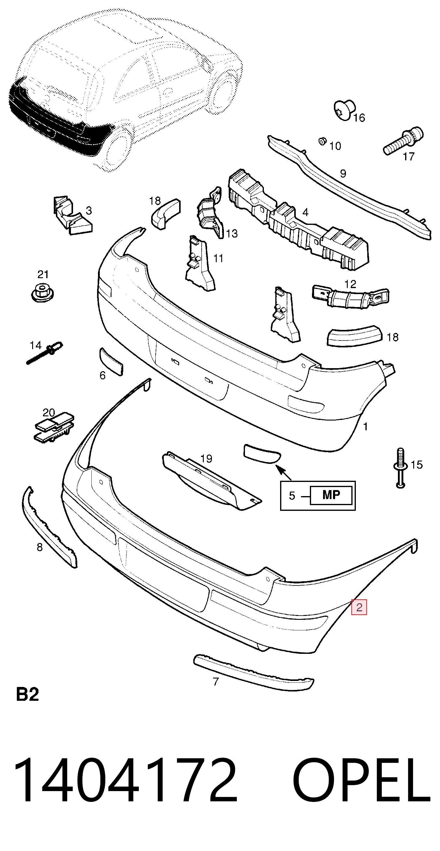 Zderzak tylny Opel Corsa C hatchback (F08, F68) (2000 - 2006) cena, od 161,49 USD
