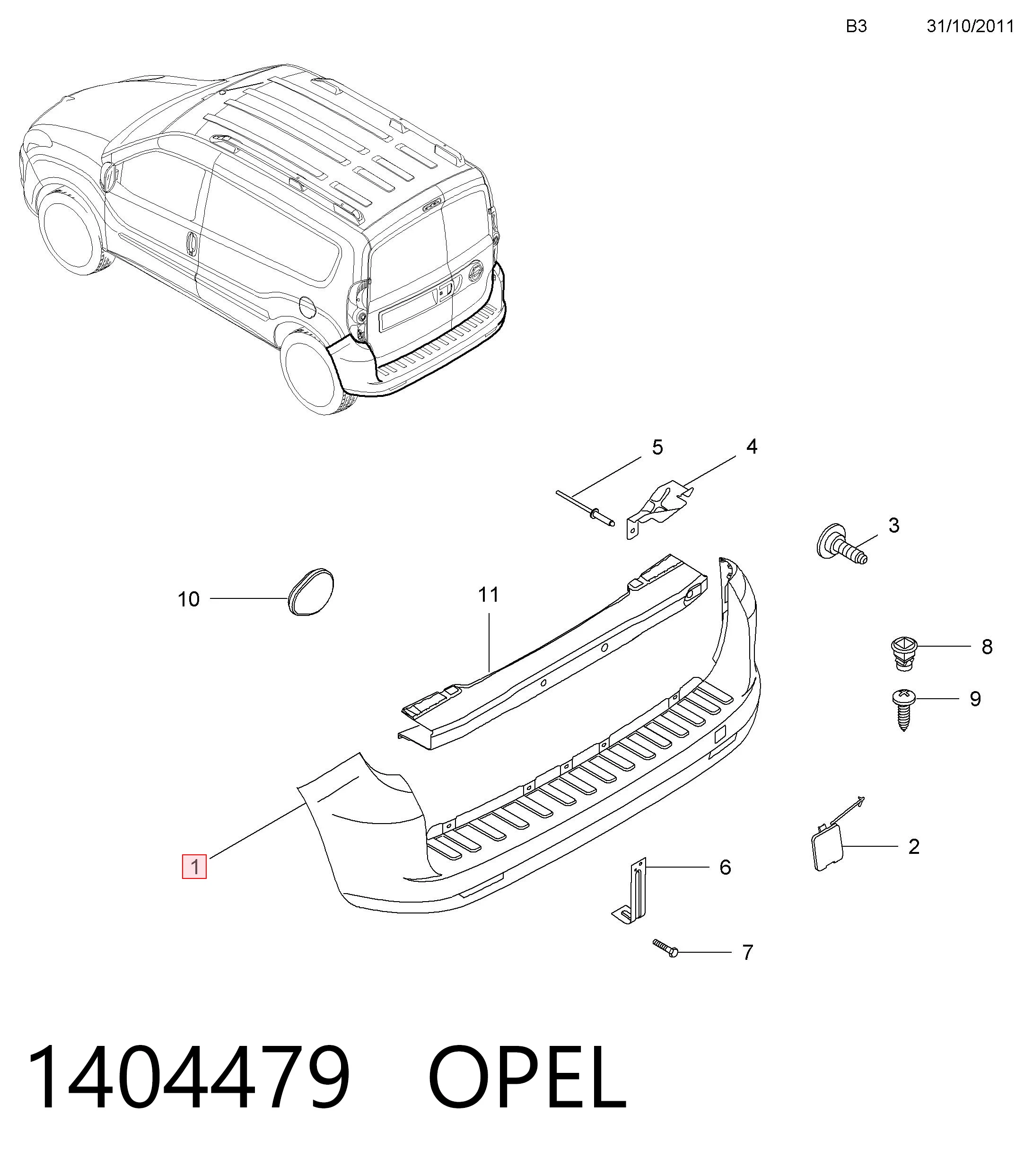 Zderzak tylny Fiat Doblo II awangarda (263) (2010 - 2022) cena, od 228,14 USD
