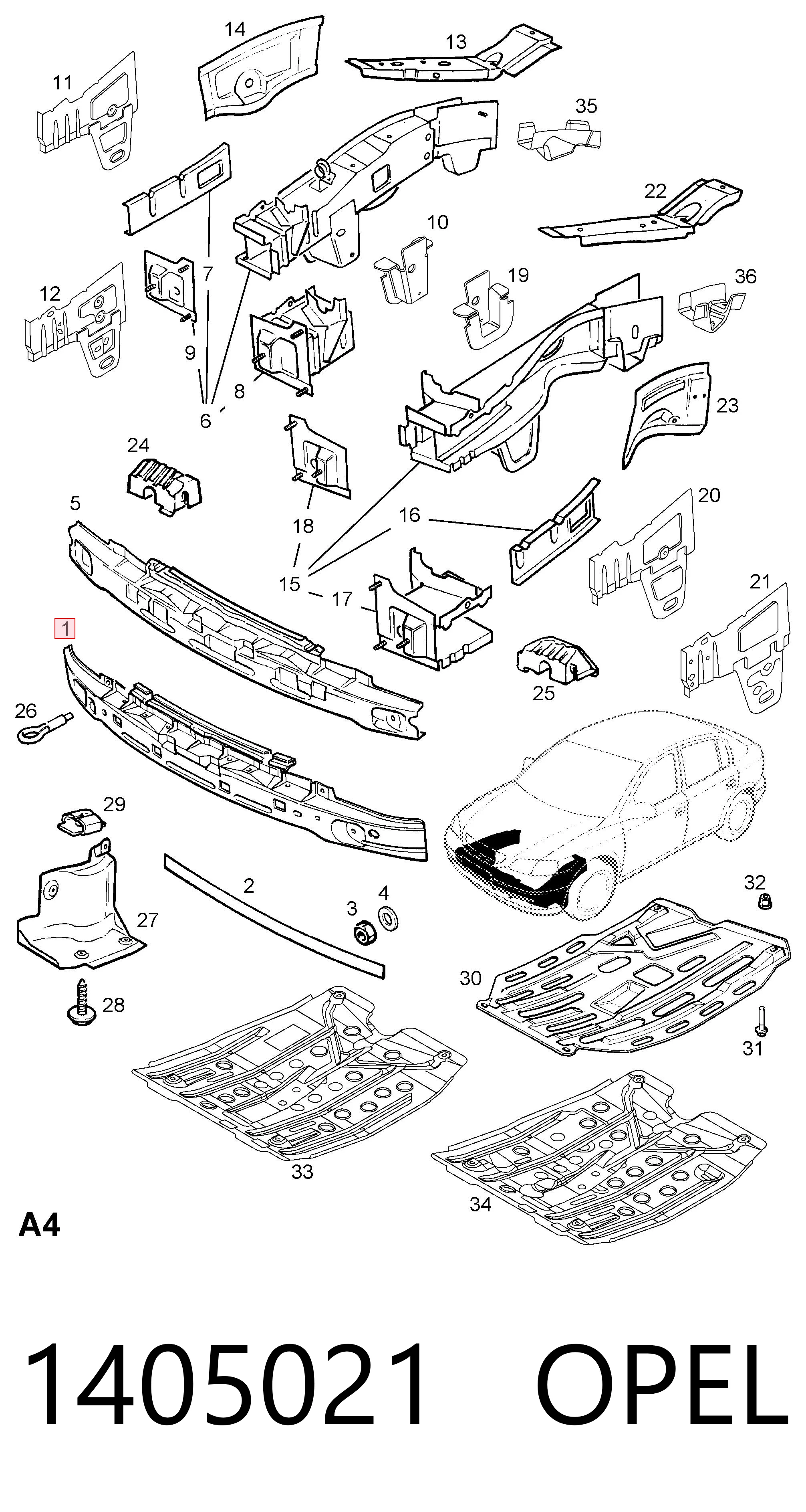 Wzmocnienie zderzaka przedniego Opel Astra G kombi (F35) (1998 - 2009) cena, od 26,73 USD