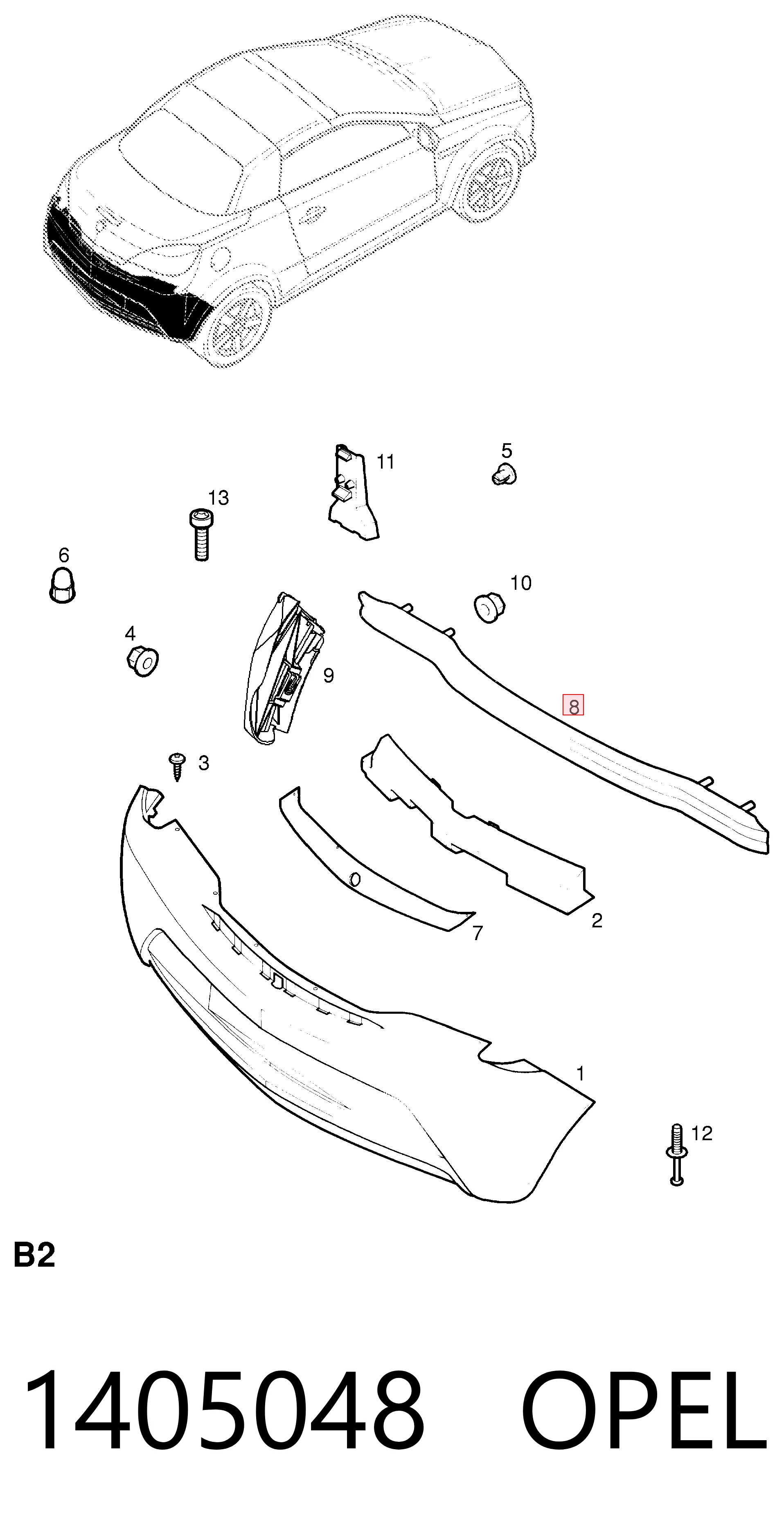 Wzmocnienie zderzaka tylnego do Opel Corsa C F08, F68