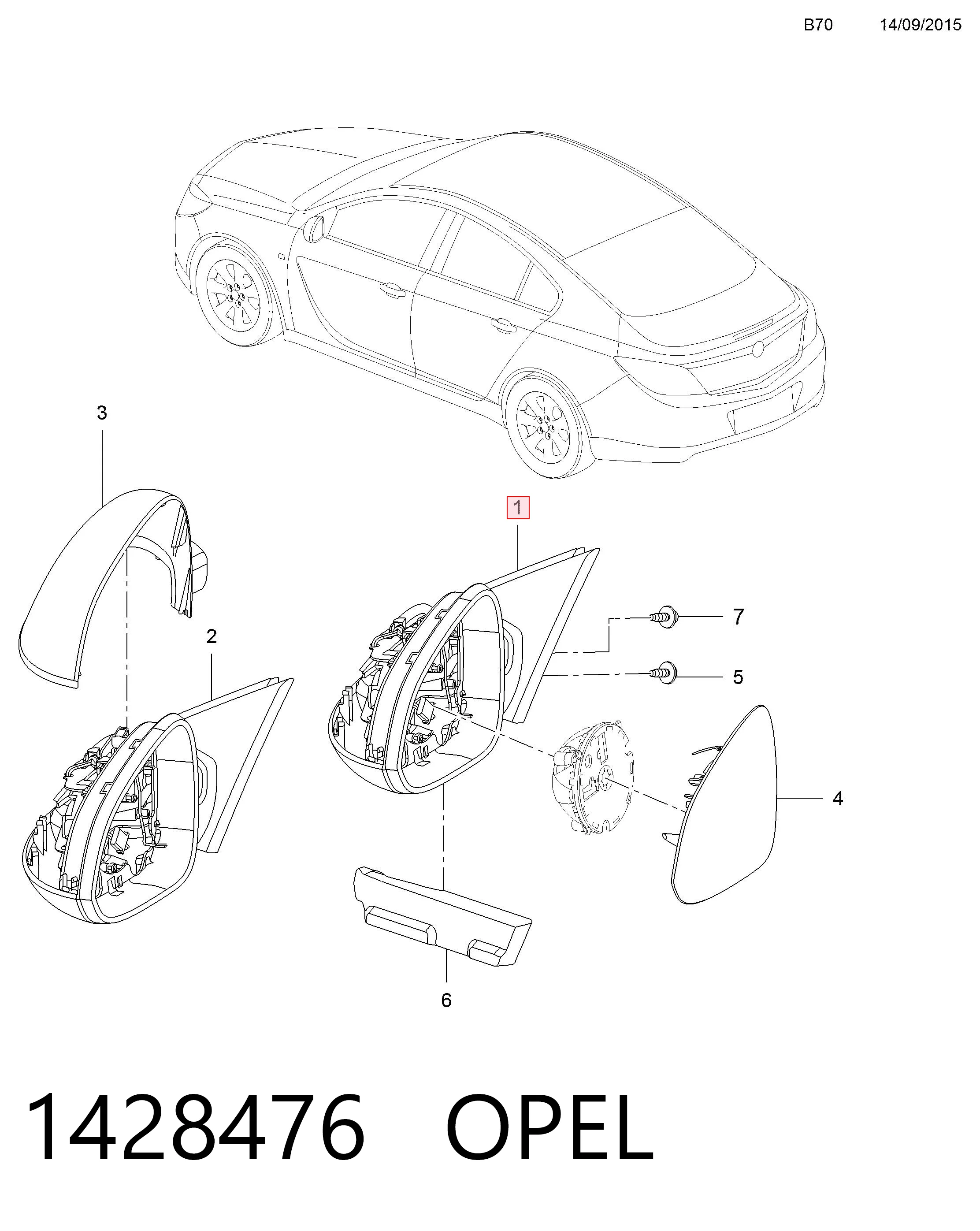  Lusterko wsteczne prawe Opel Insignia 