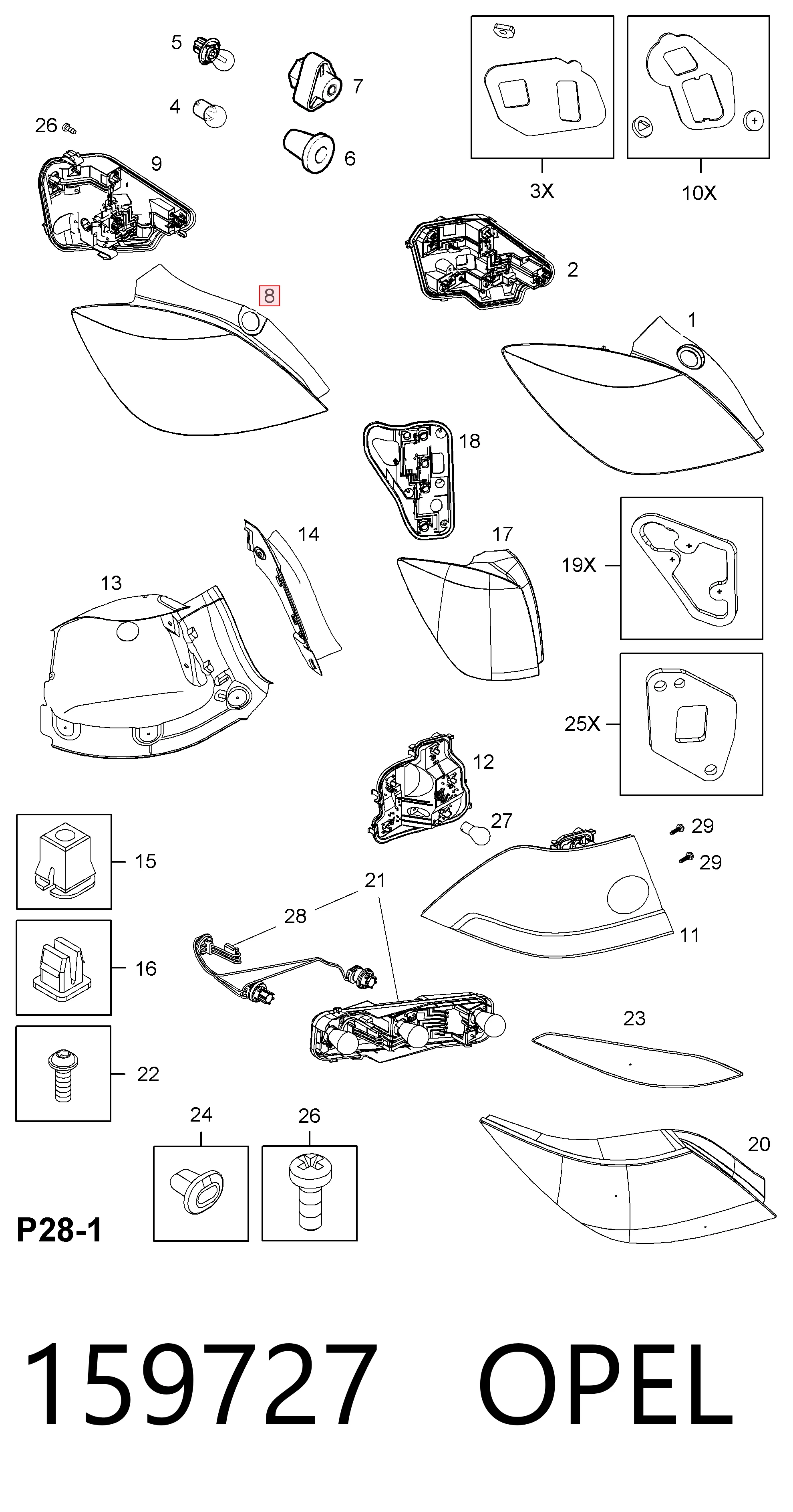 Lampa zespolona tylna lewa Opel Astra H
