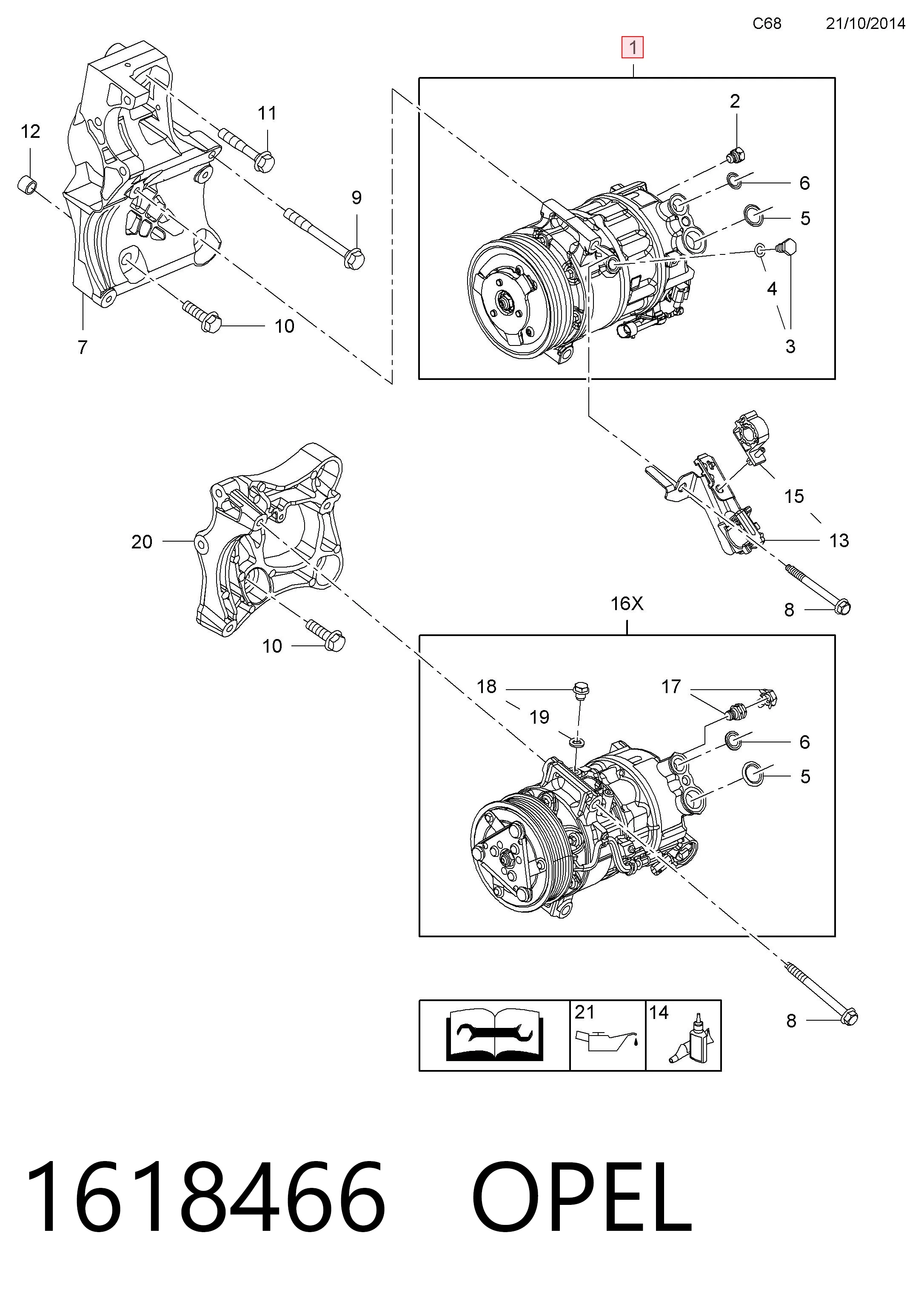1618466 Opel Sprężarka klimatyzacji