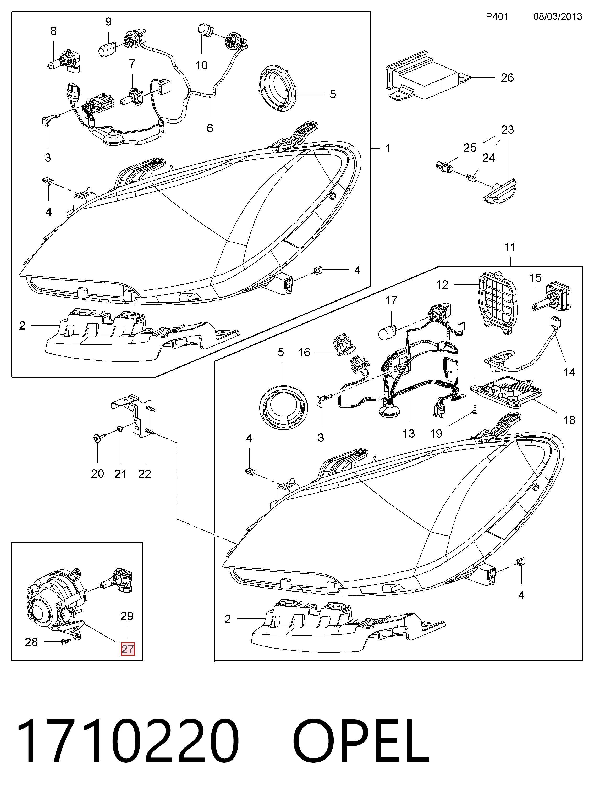  Lampa przeciwmgielna lewa/prawa Opel Mokka 1