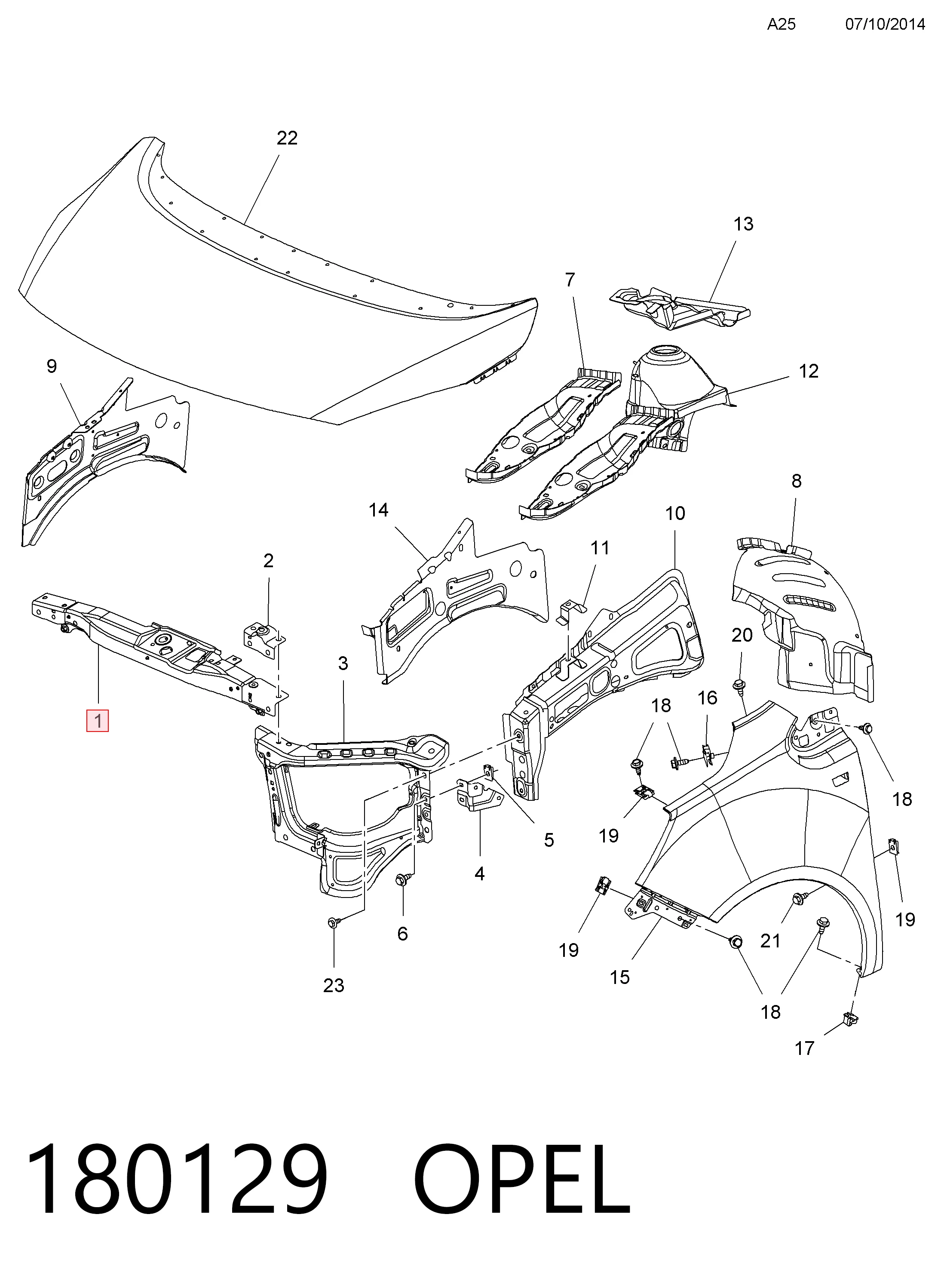 Osłona chłodnicy kompletna (panel mocowania reflektorów) Opel Meriva B minivan (2010 - 2017) cena, od 93,91 USD