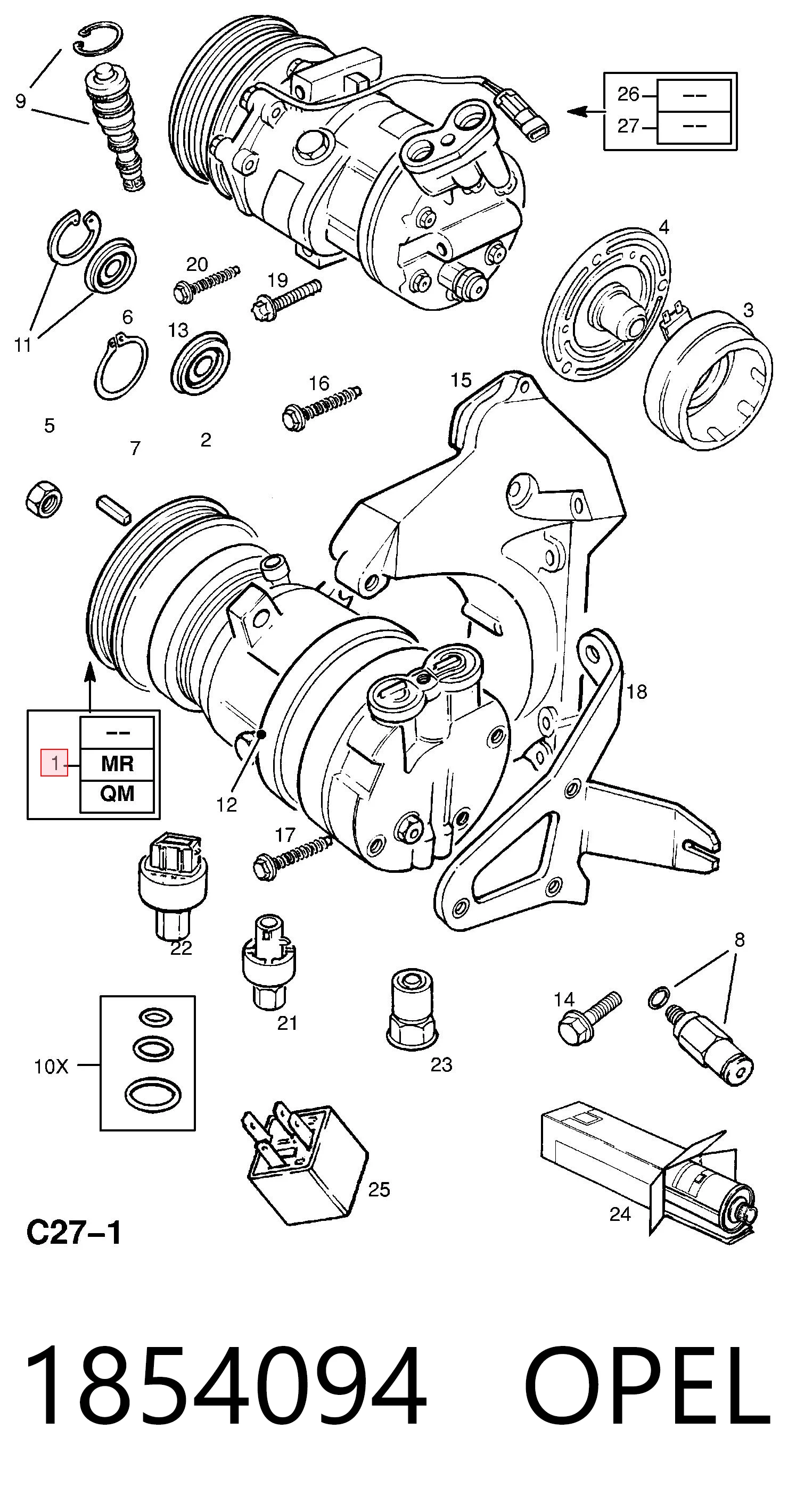 1854094 Opel Sprężarka klimatyzacji
