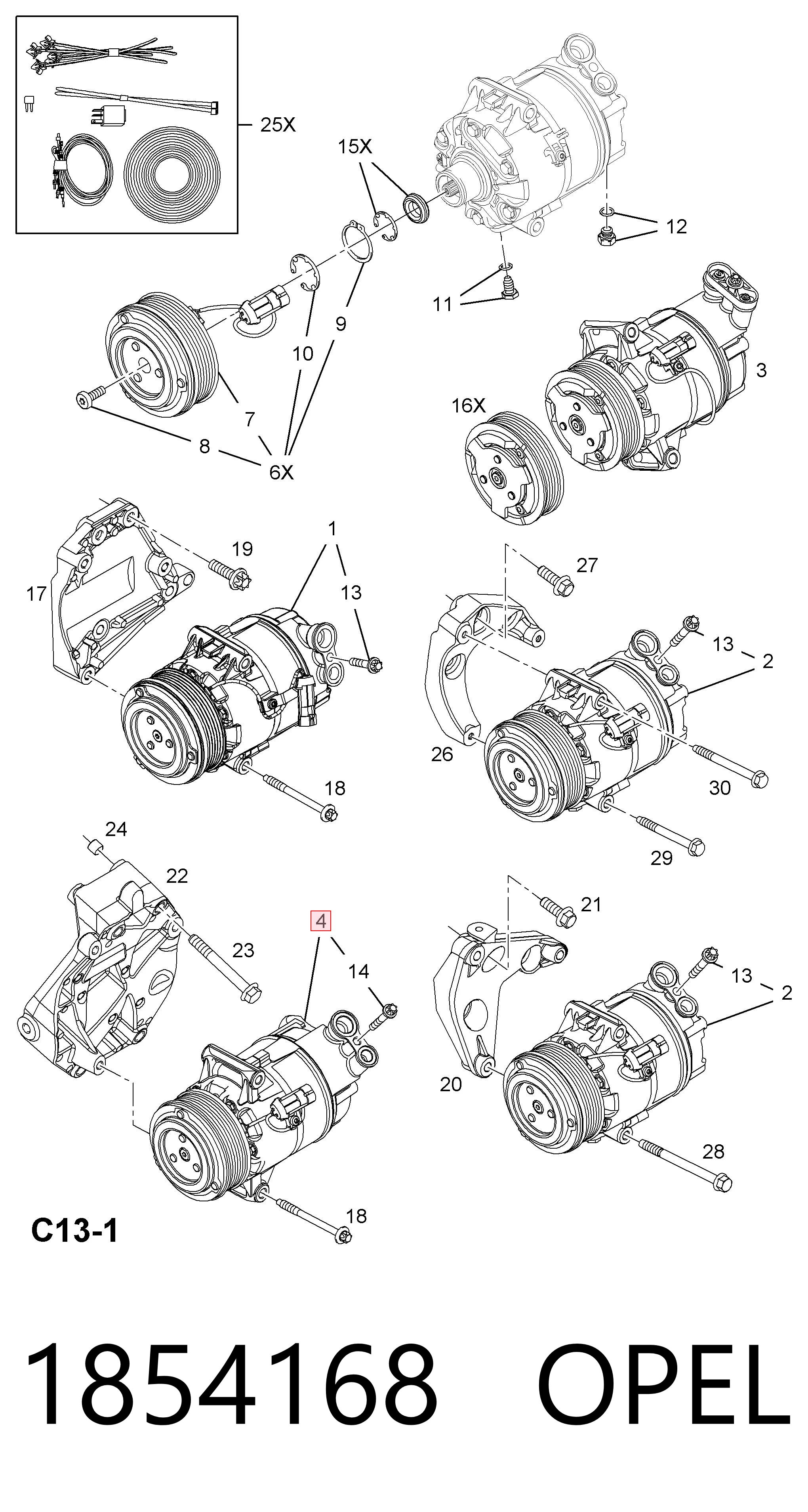 1854168 Opel Sprężarka klimatyzacji