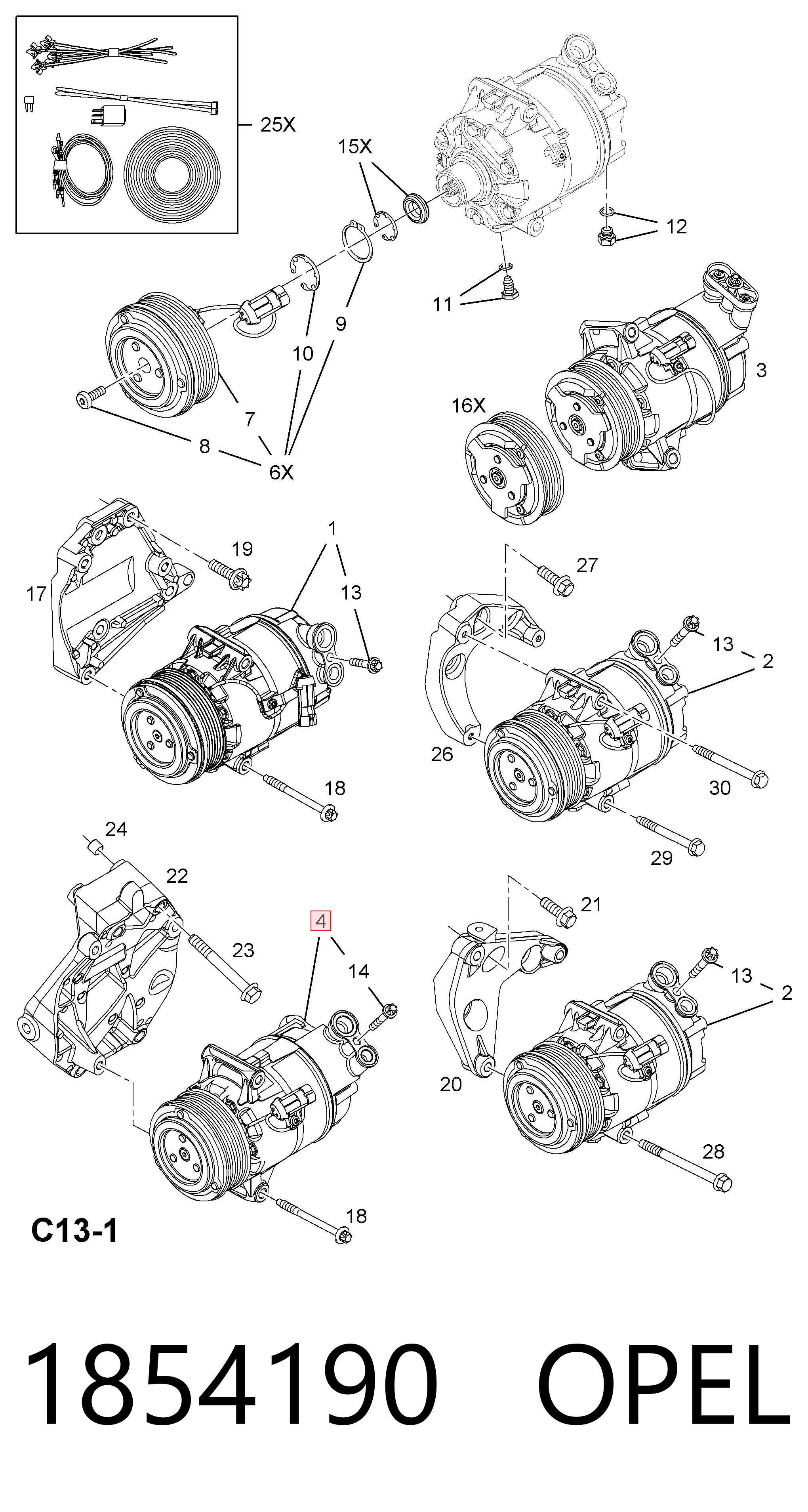 1854190 Opel Sprężarka klimatyzacji