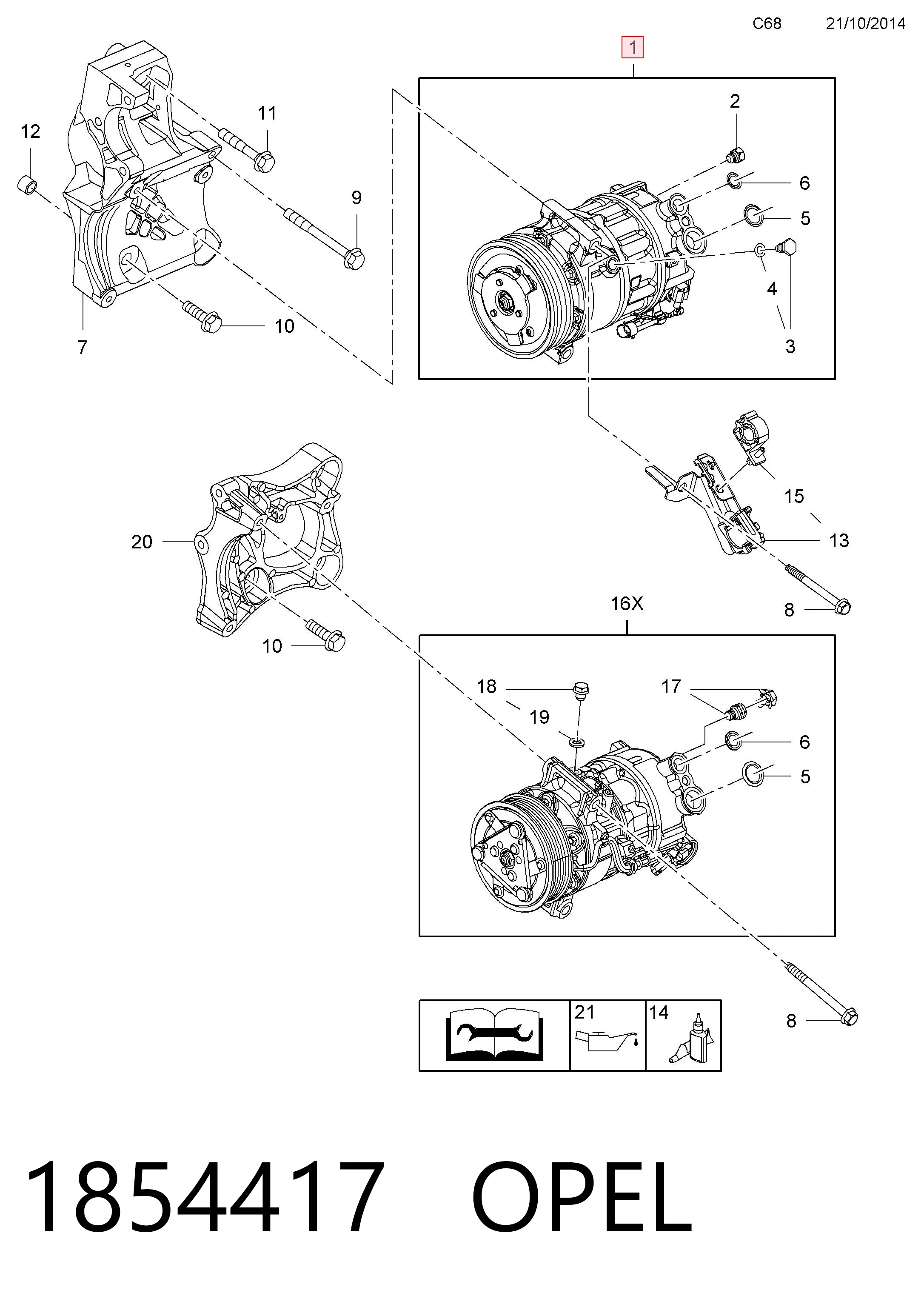 1854417 Opel Sprężarka klimatyzacji
