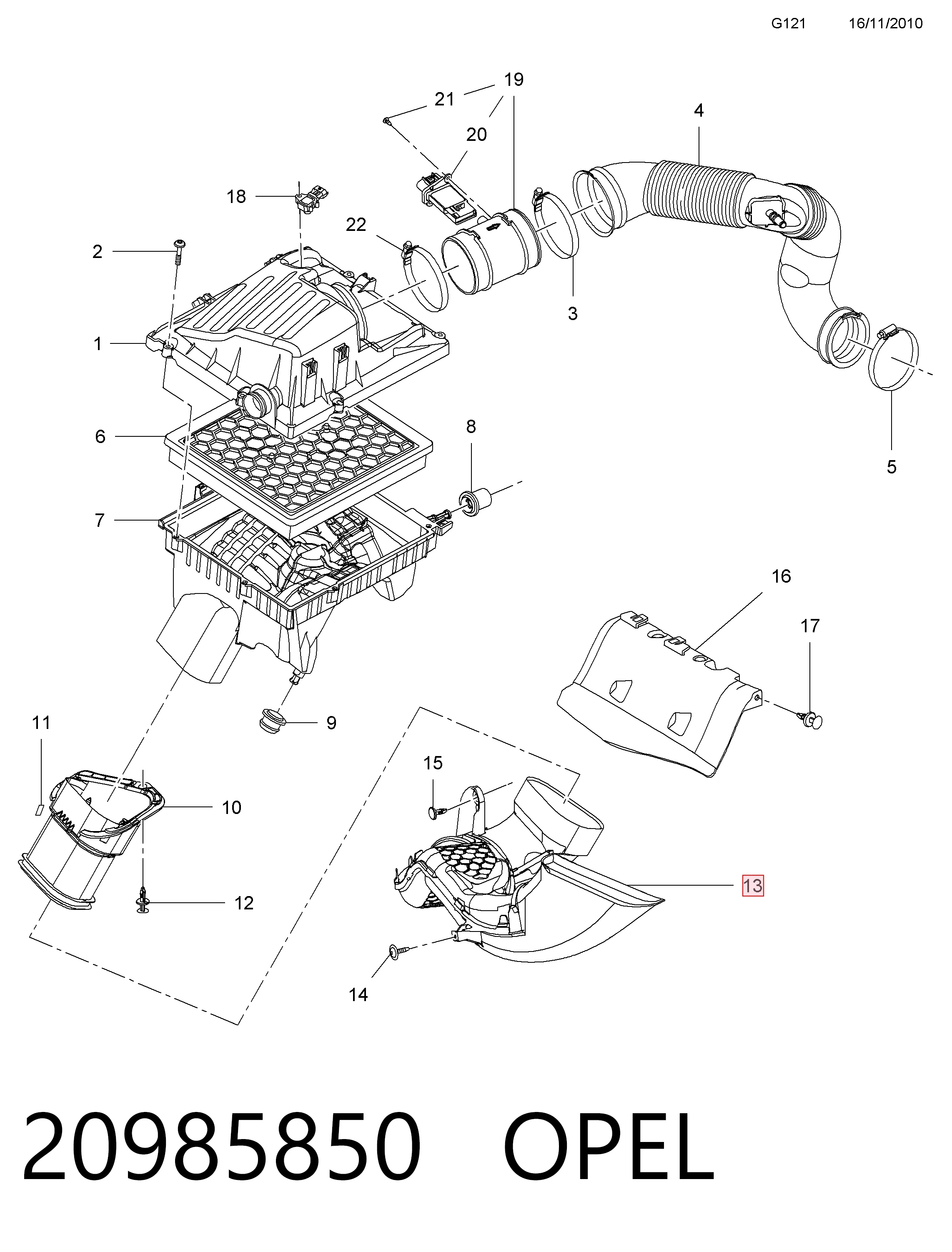 Wlot powietrza do filtra powietrza do Opel Insignia A G09