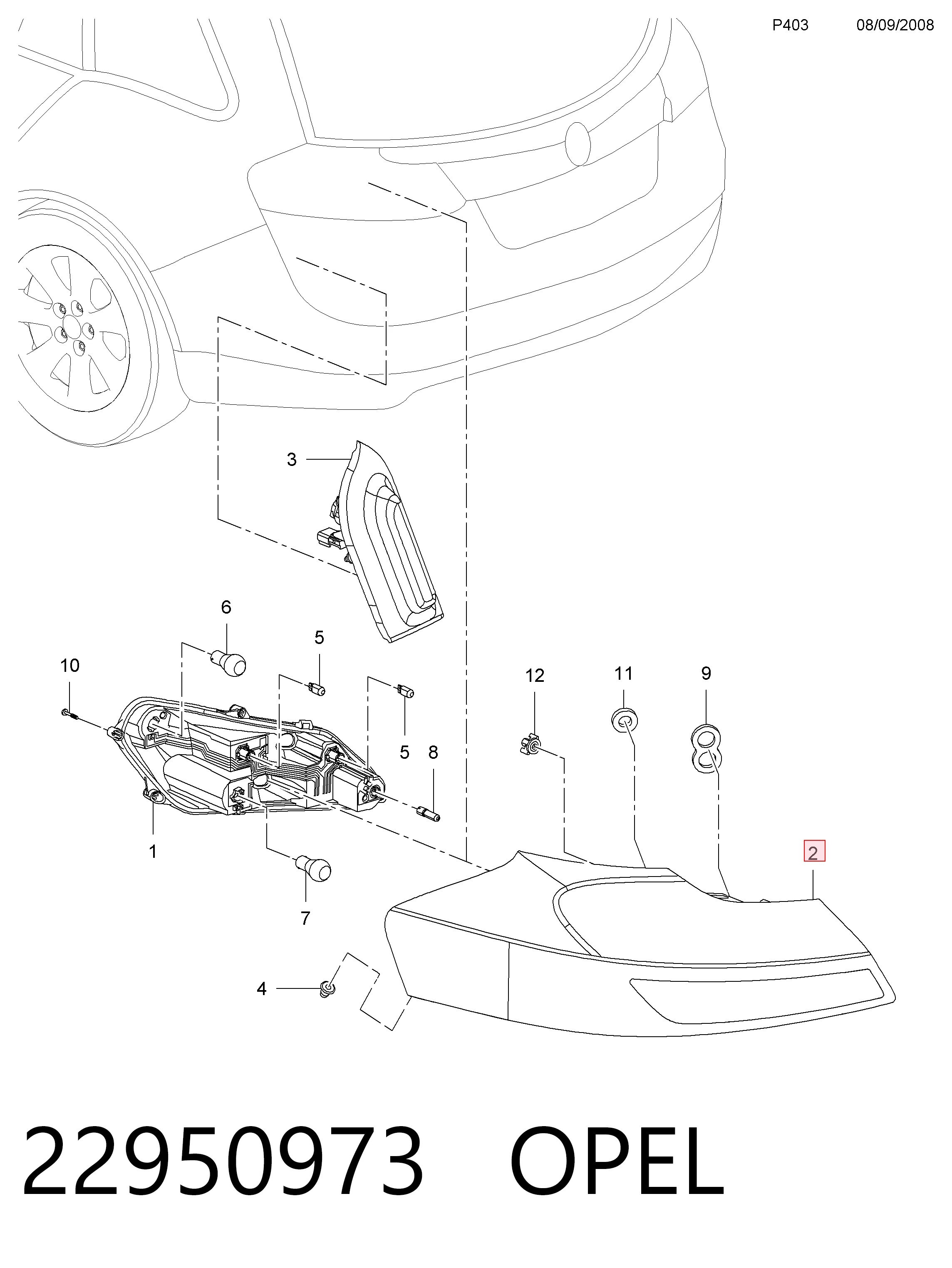 Lampa zespolona tylna lewa General Motors 13282366