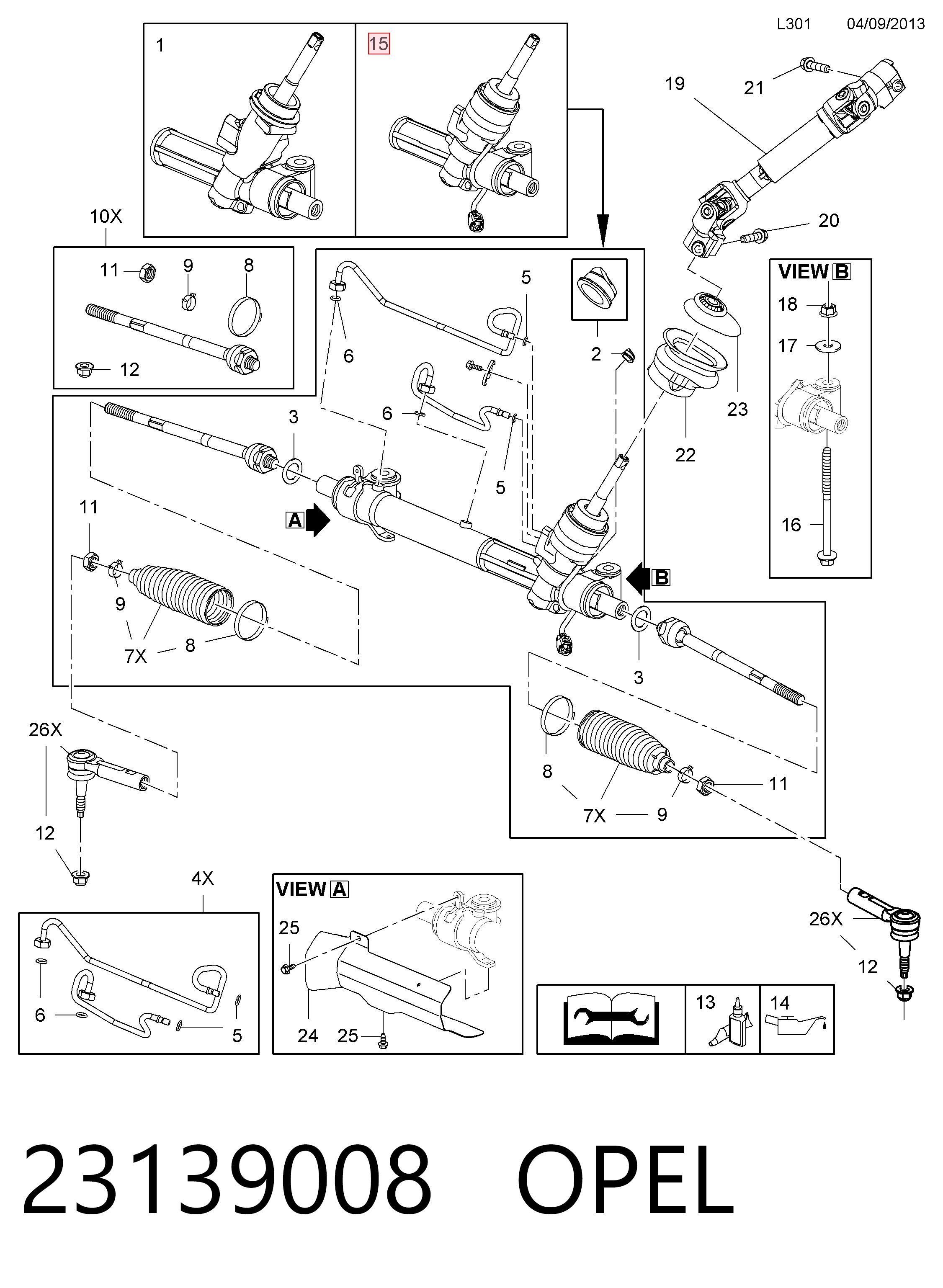 Listwa kierownicza (maglownica) 23138998 General Motors
