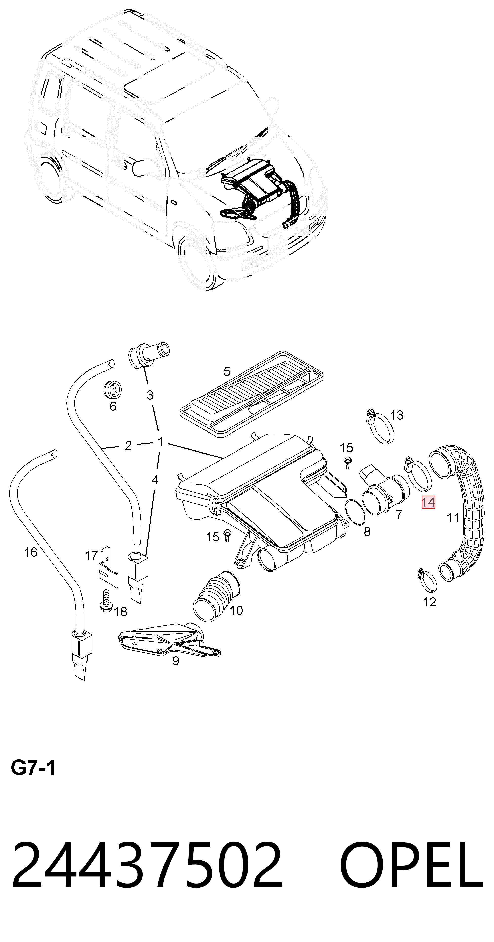 24437502 Opel Czujnik przepływu powietrza, przepływomierz powietrza M.A.F.