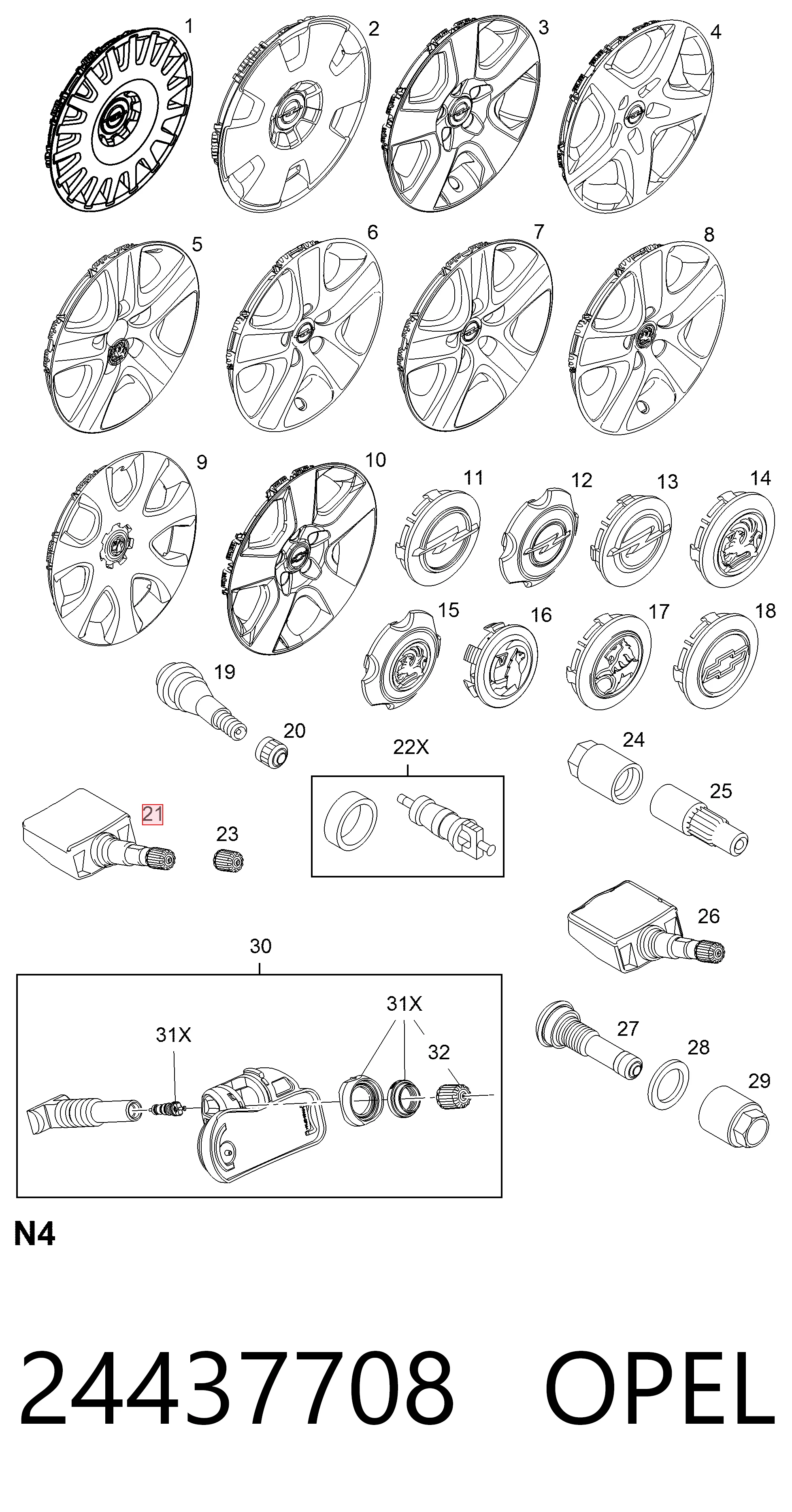 Czujnik ciśnienia w oponach do Opel Signum  