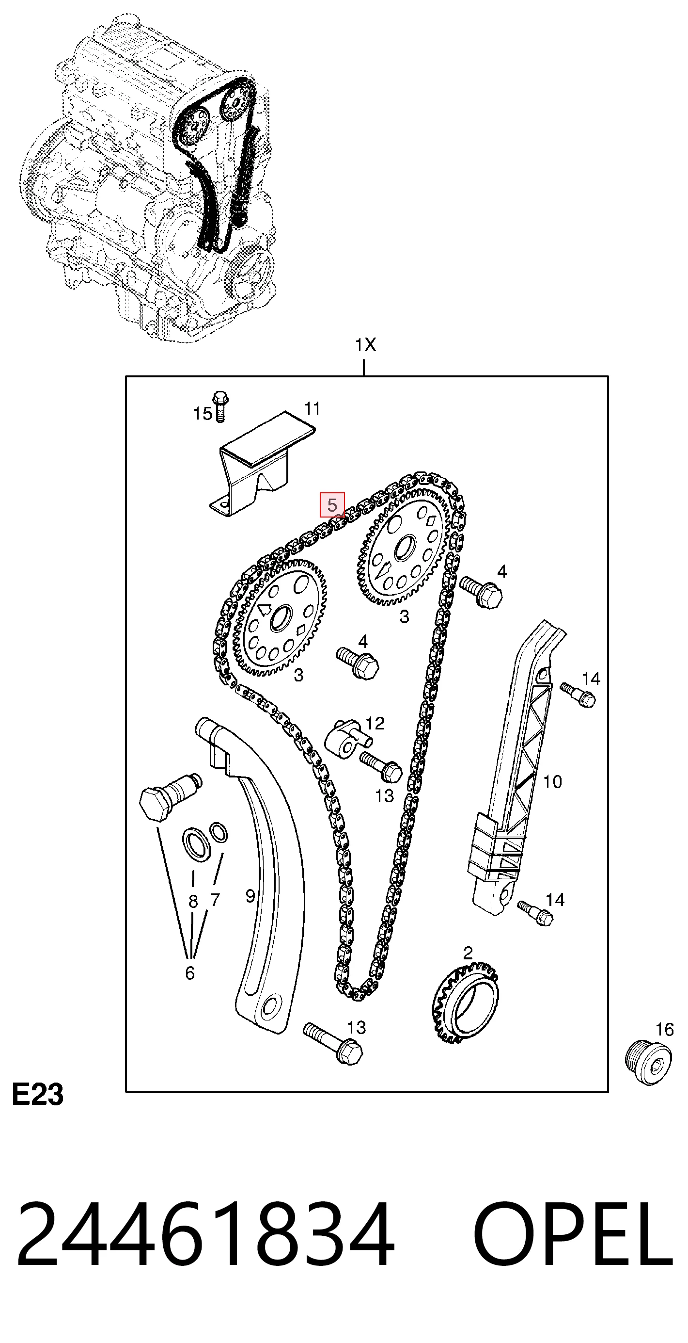 Łańcuch rozrządu do Opel Vectra B 36