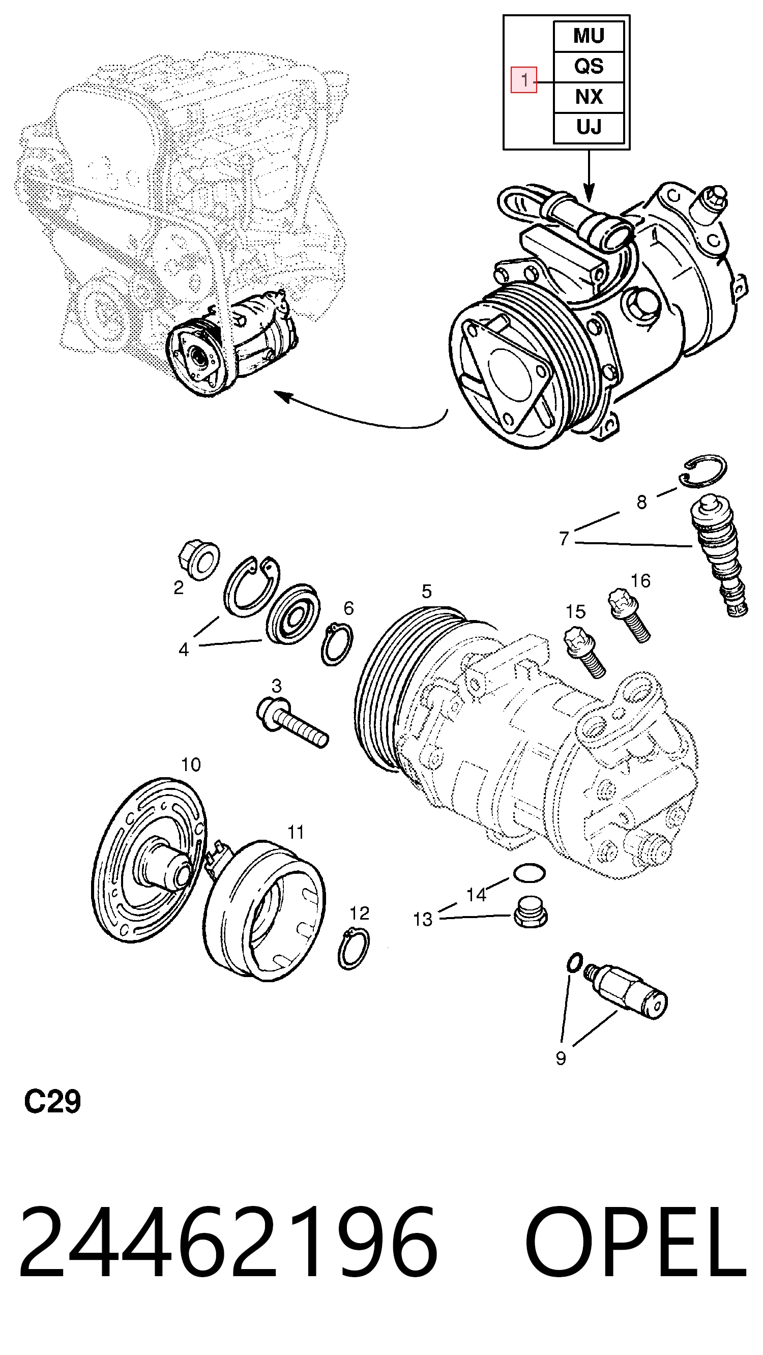 24462196 Opel Sprężarka klimatyzacji