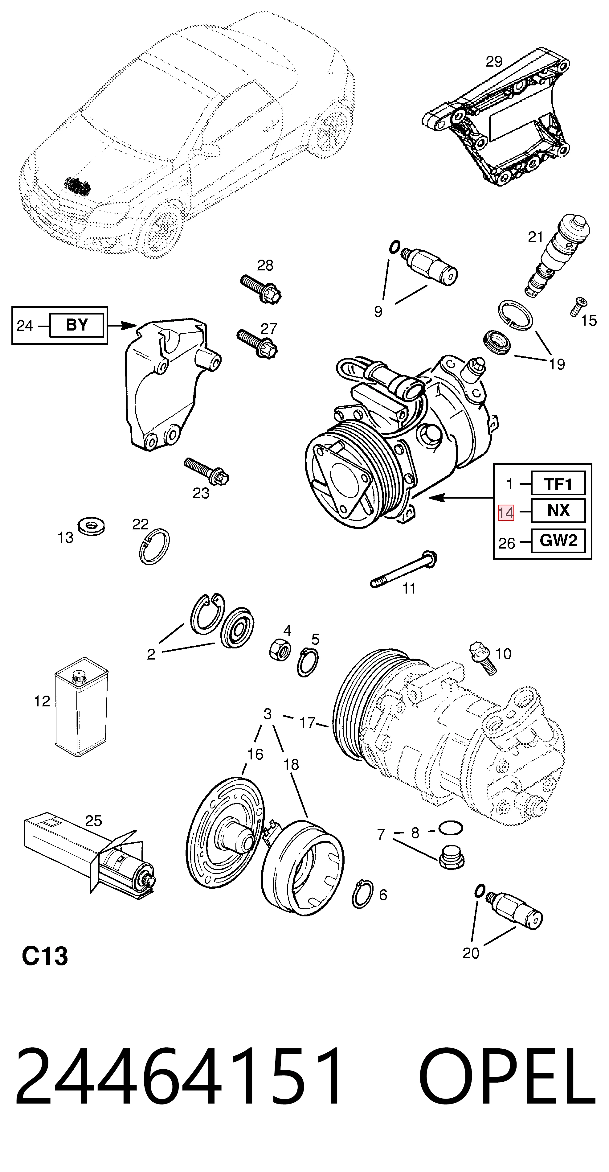 24464151 Opel Sprężarka klimatyzacji