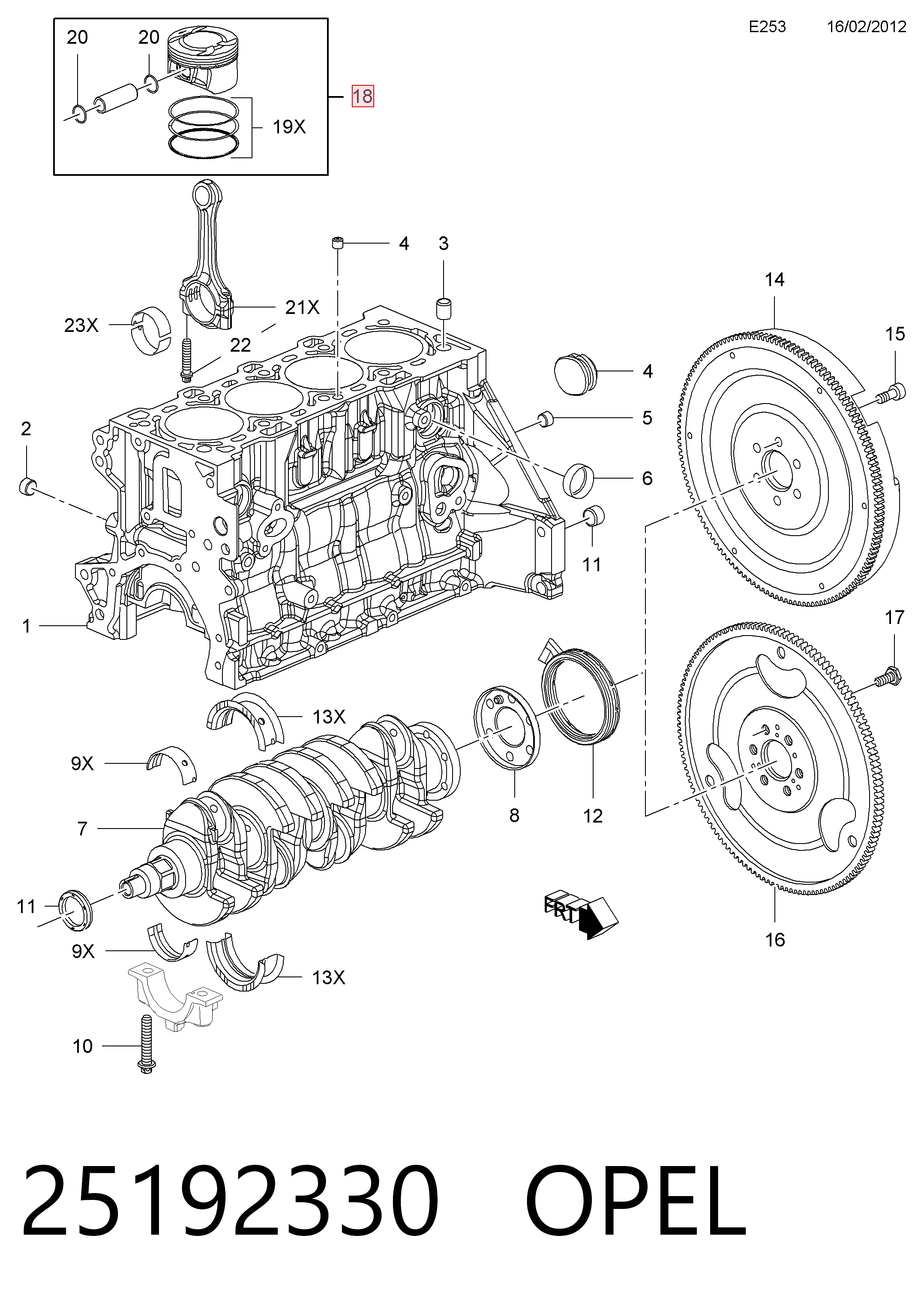 Tłok, komplet do jednego cylindru, STD Opel Zafira B