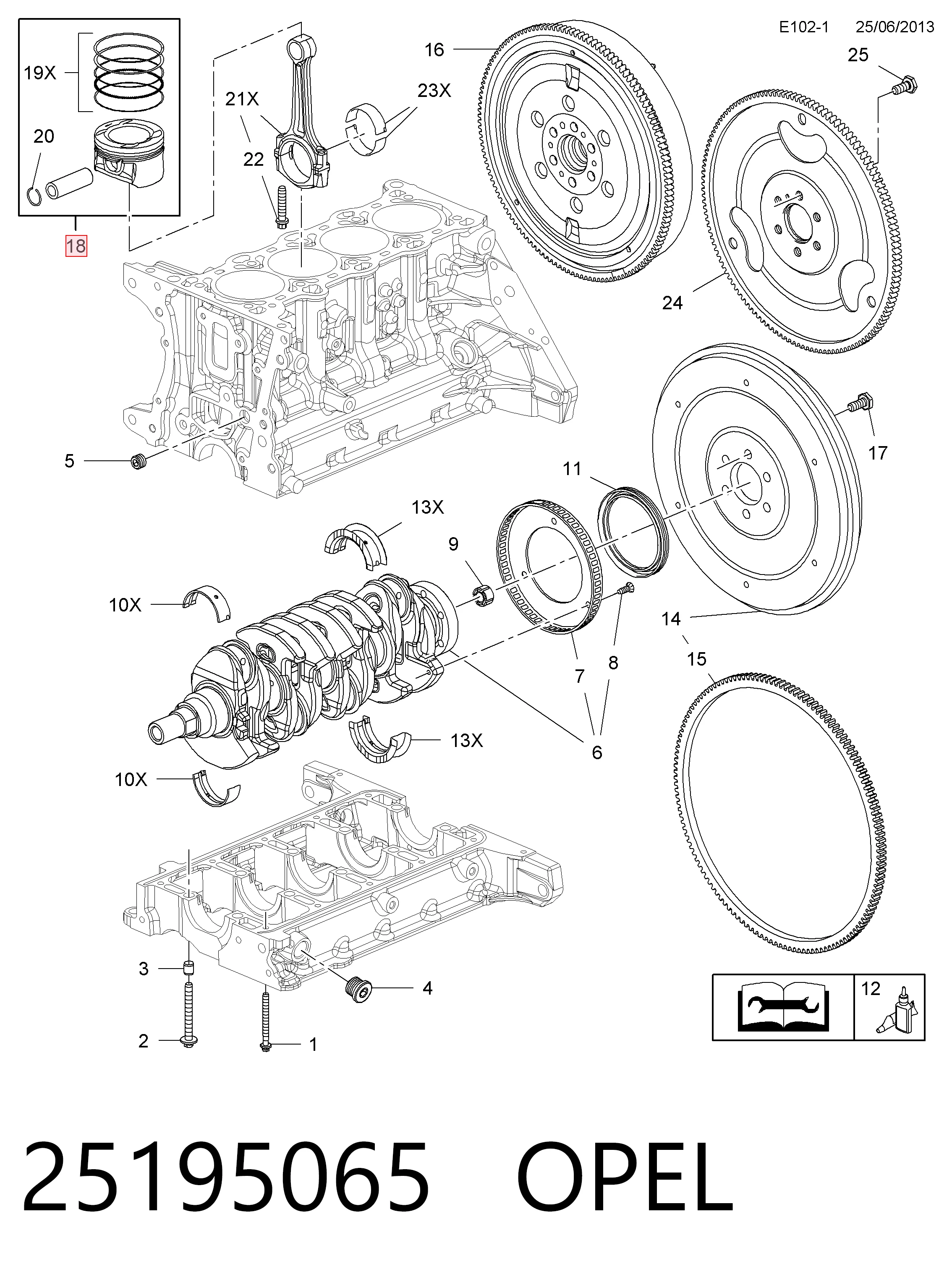 Tłok, komplet do jednego cylindru, STD do Opel Astra J Sports Tourer P10