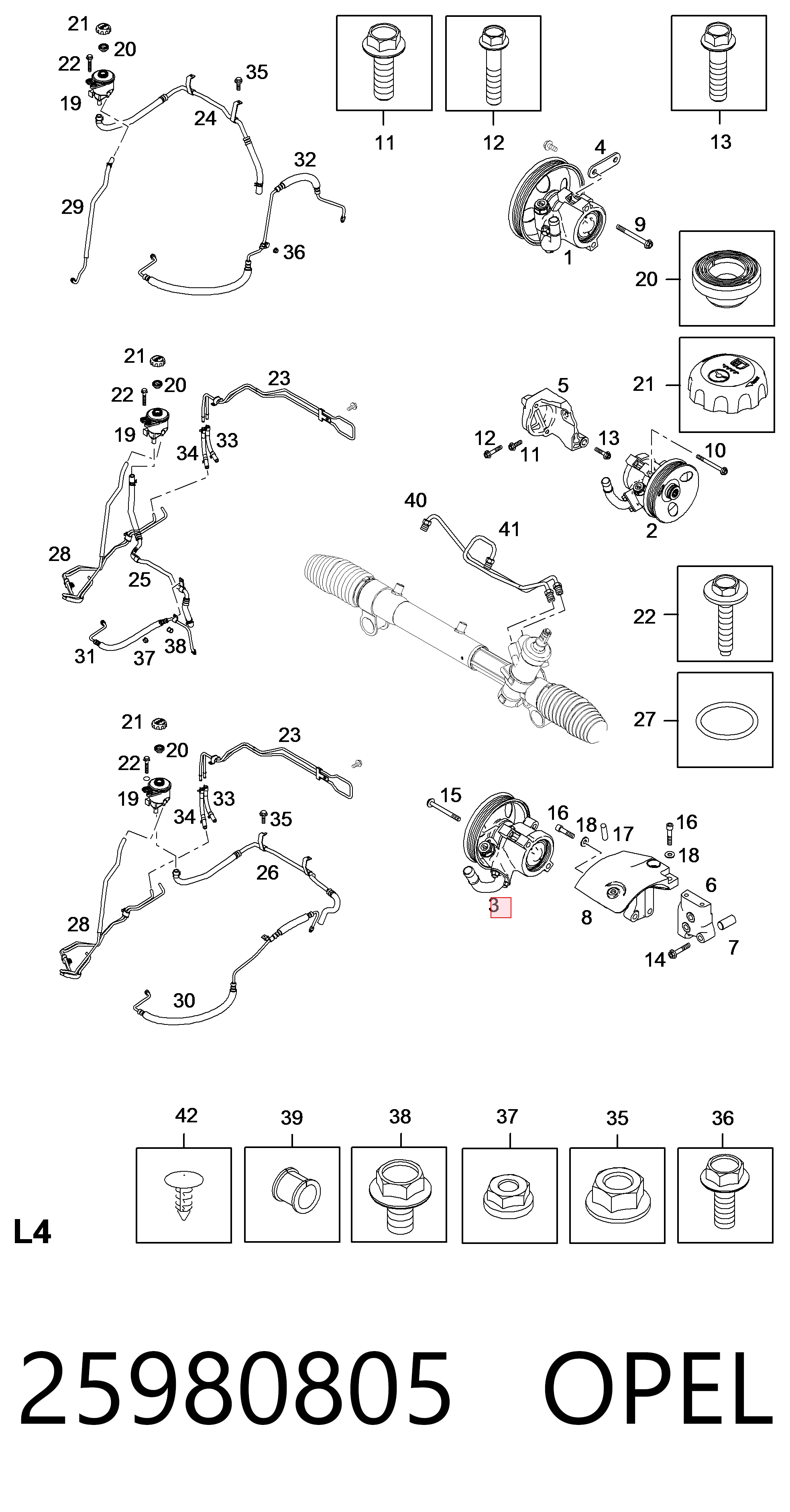 25980805 Opel Pompa wspomagania hydraulicznego kierownicy