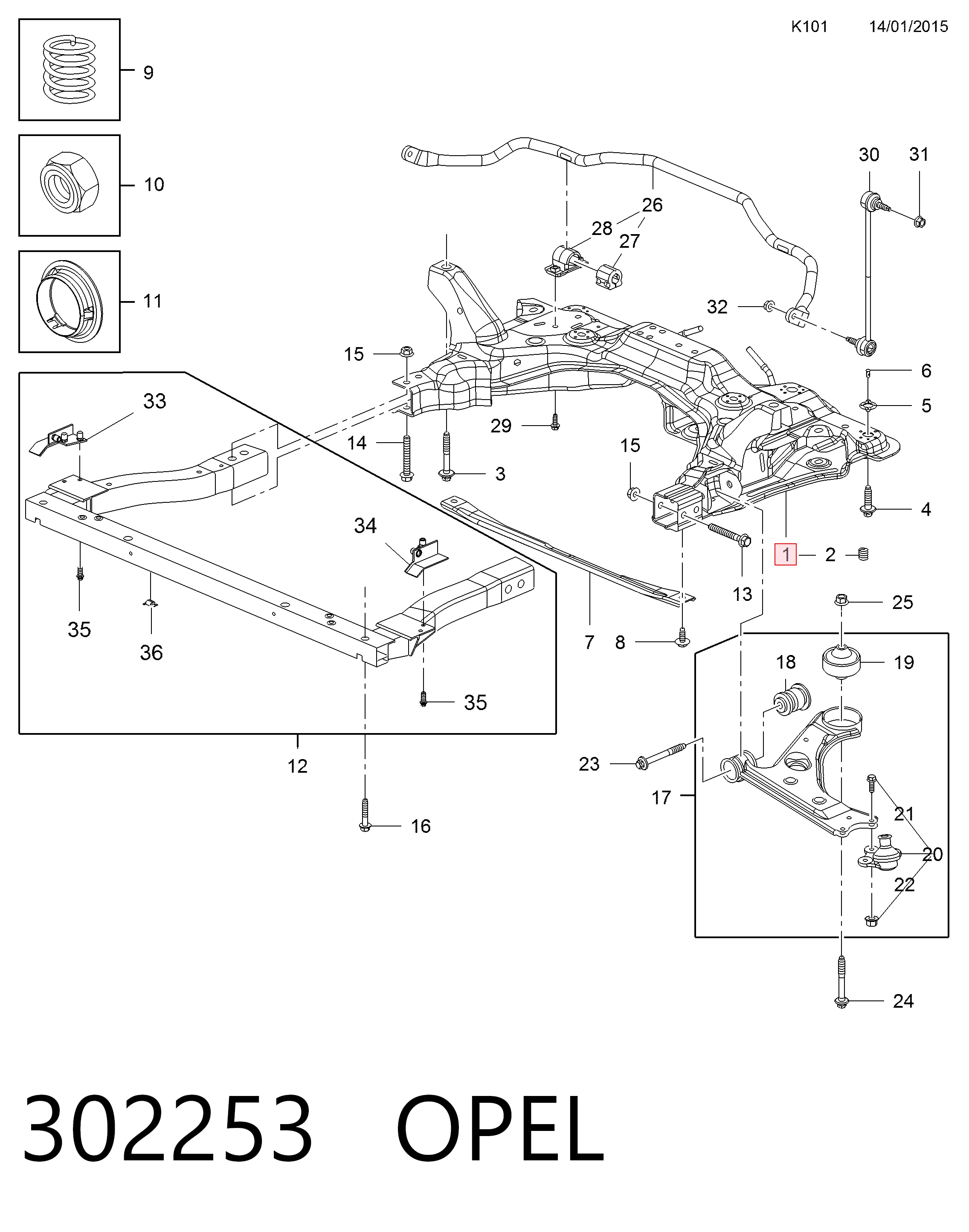 Do koszyka Korpus osi przedniej Opel Corsa E X15