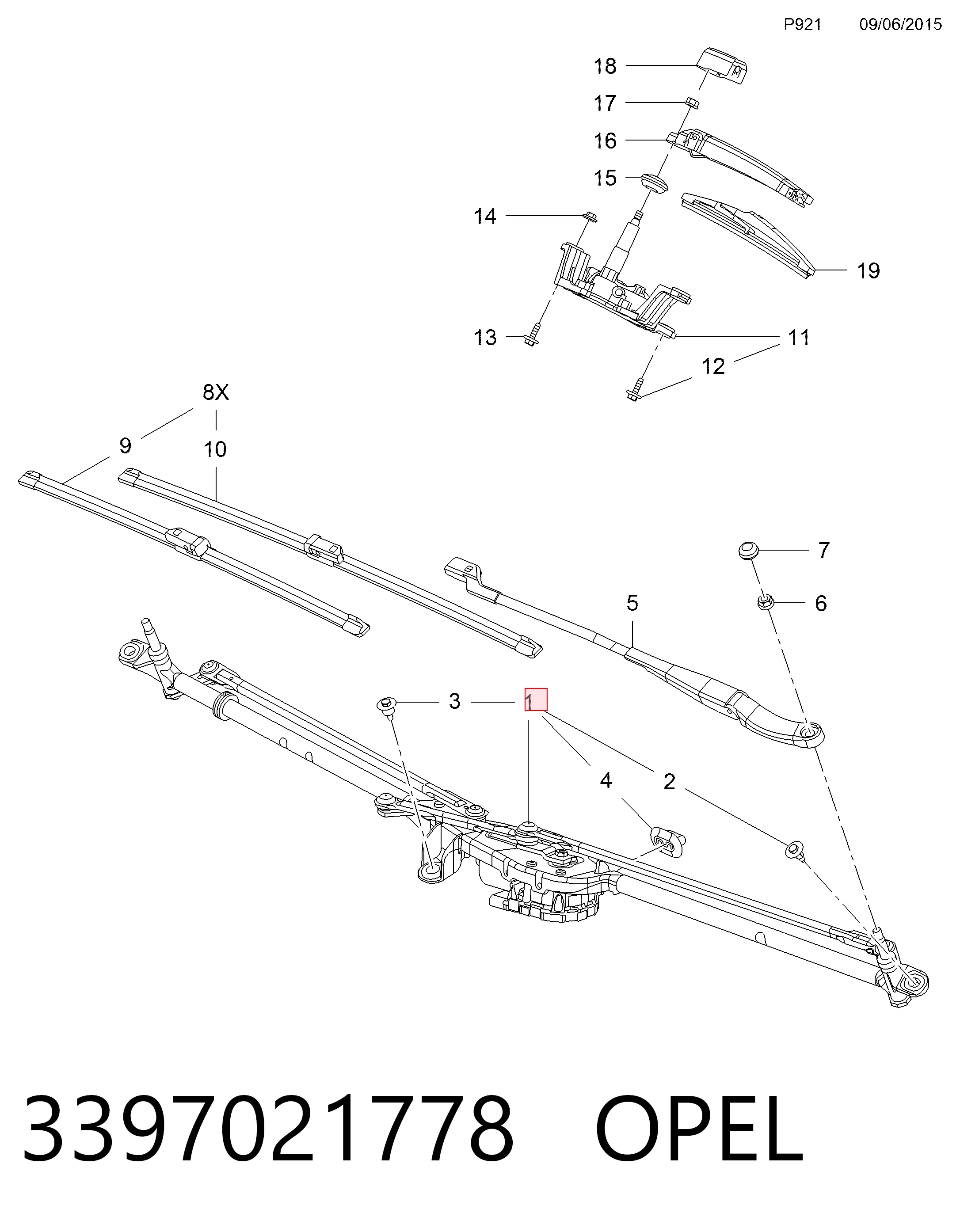  Mechanizm wycieraczek Opel Astra 