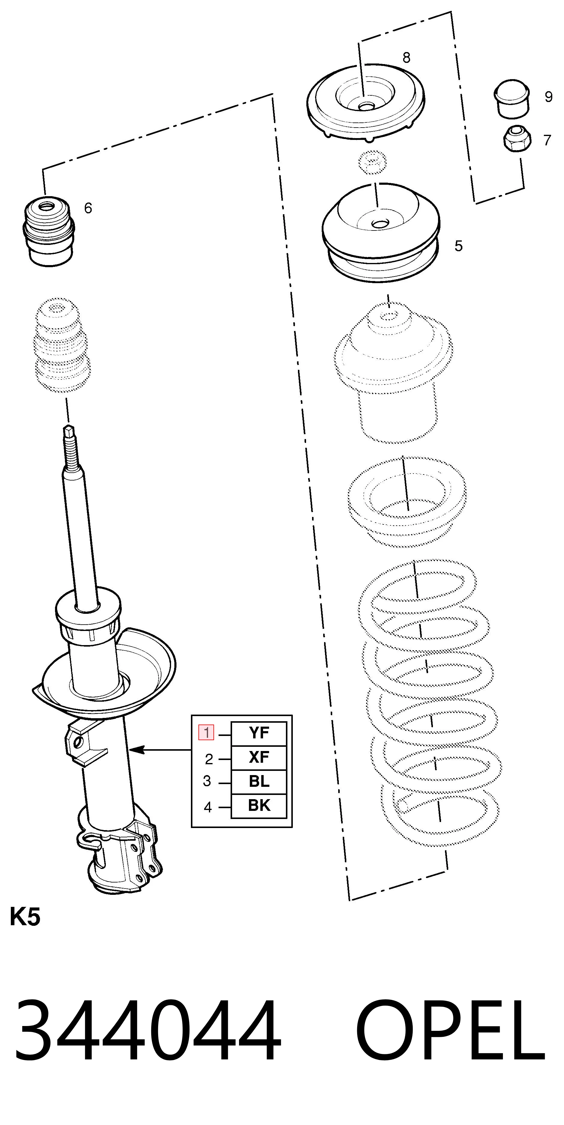 344044 Opel Amortyzator przedni prawy