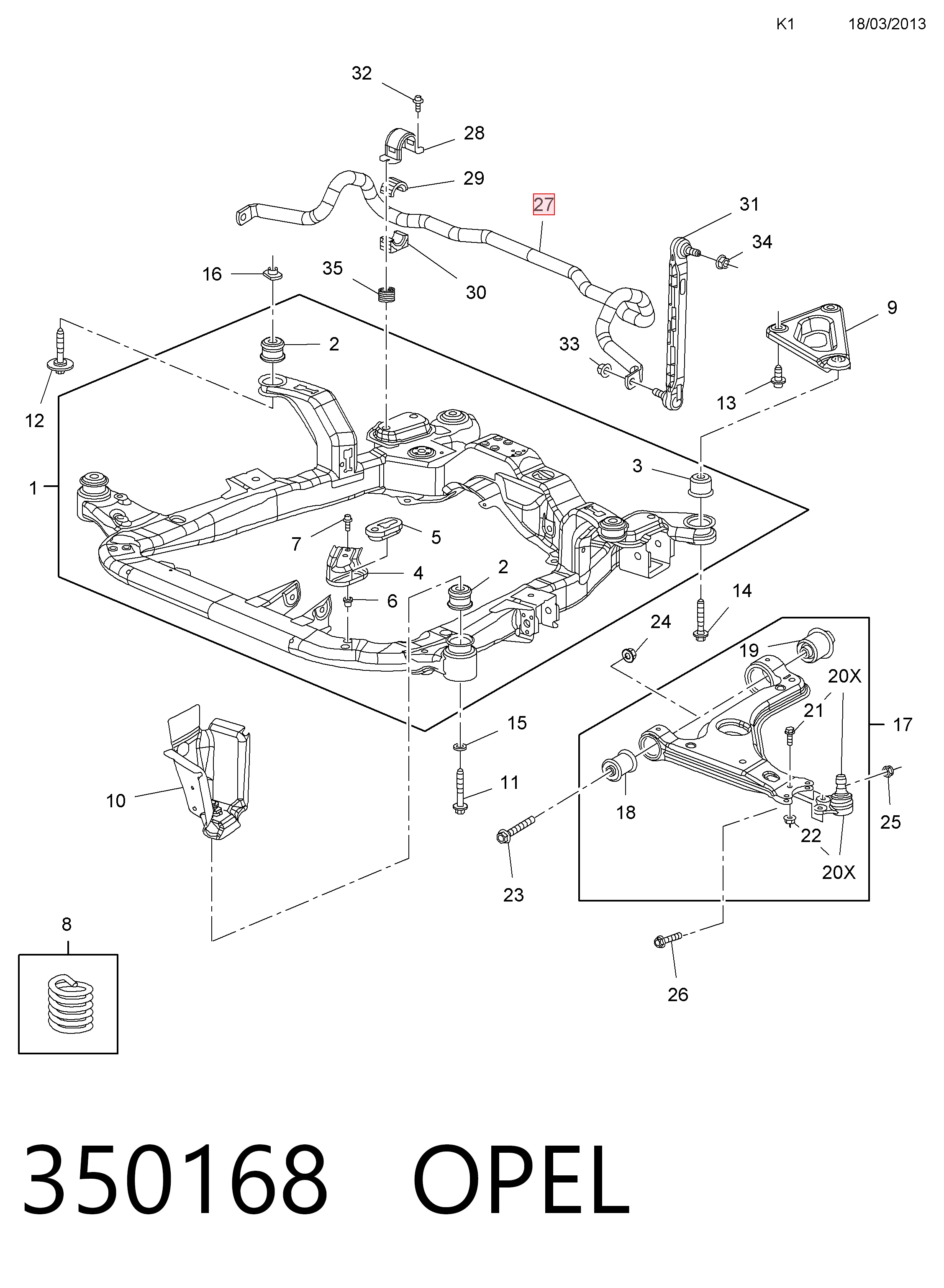 Stabilizator przedni do Opel Zafira B A05