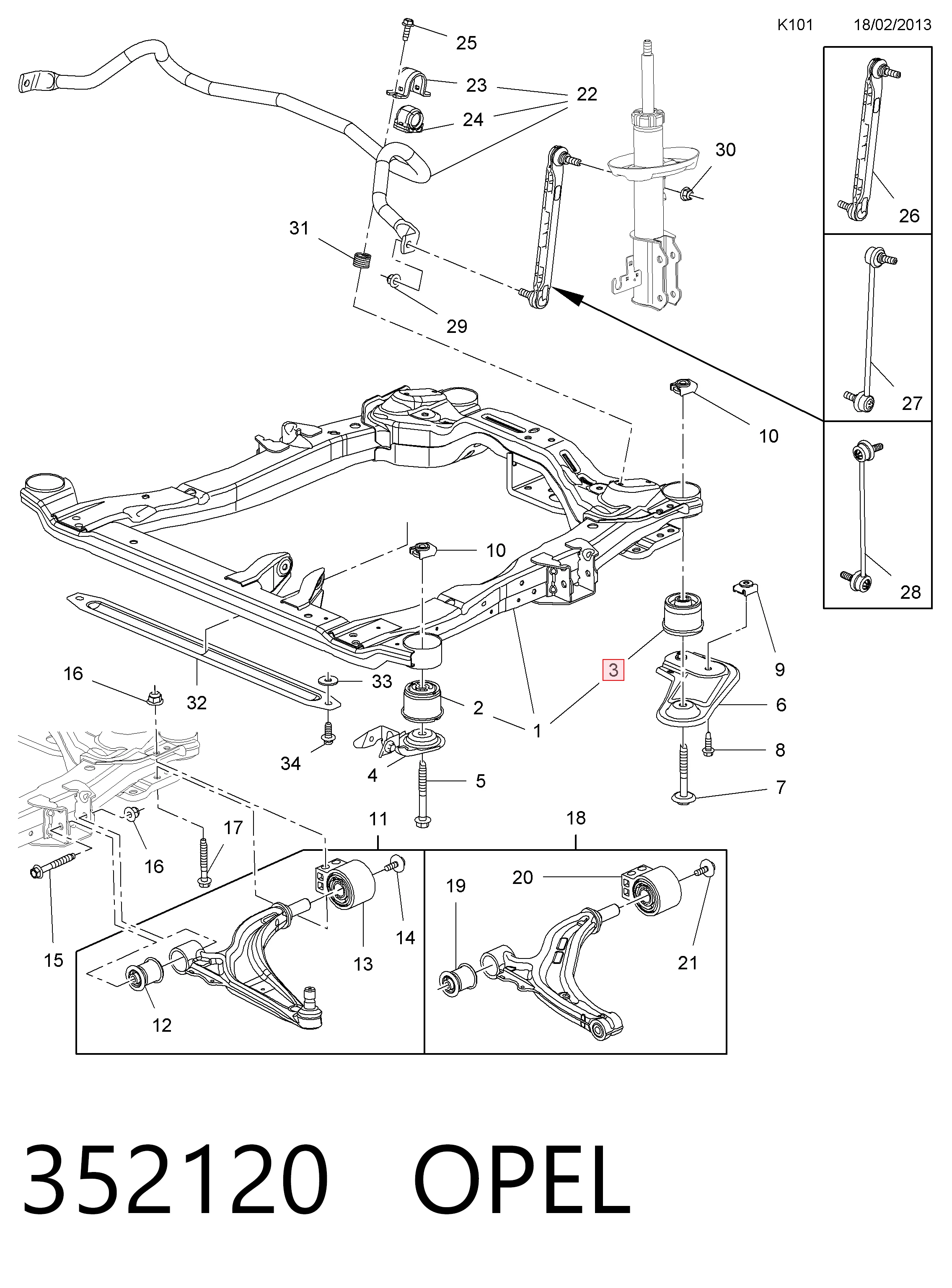 Tuleja (poduszka) przedniej belki  Opel Zafira C minivan (P12) (2011 - 2019) cena, od 19,70 USD