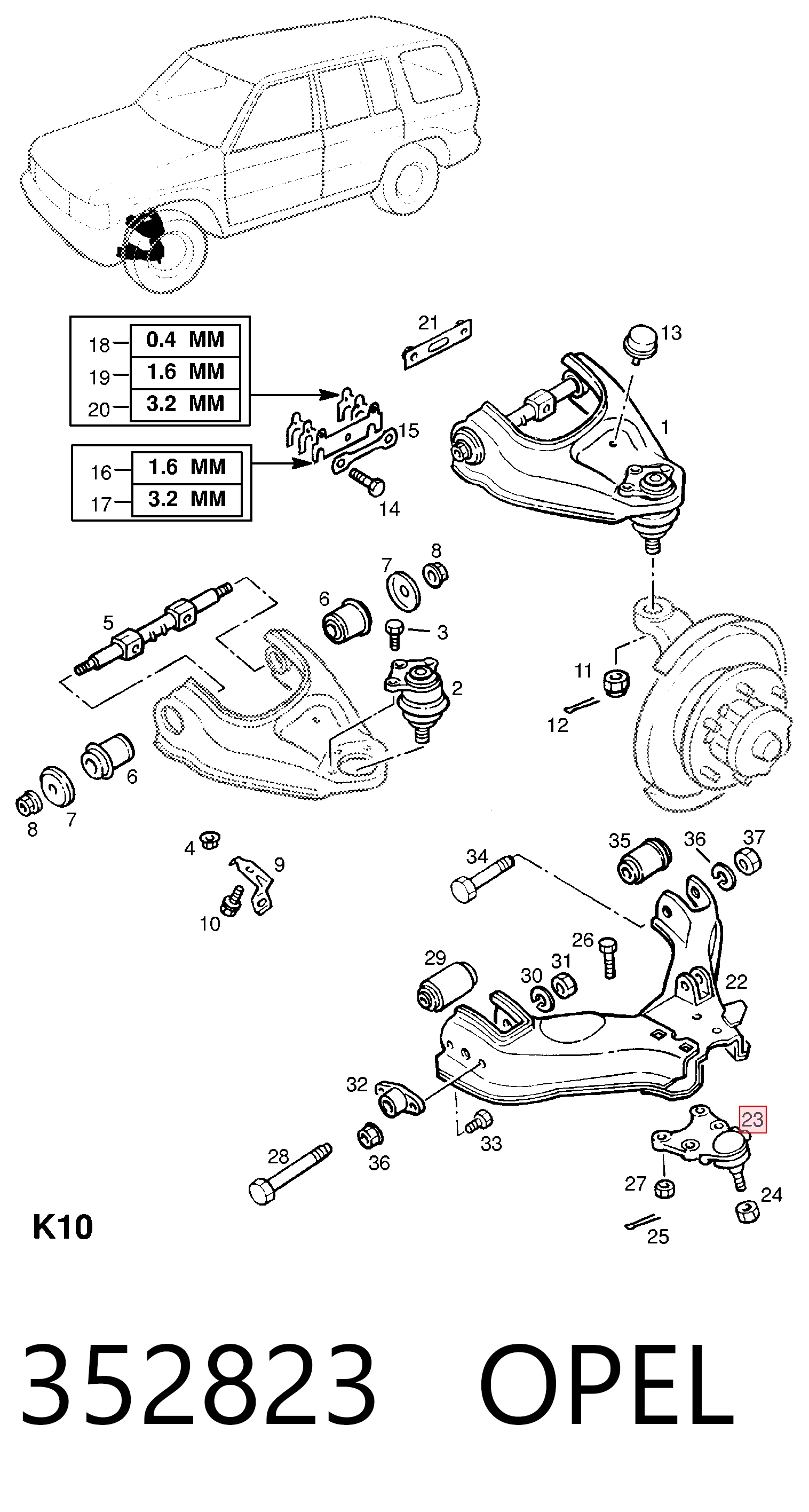  do Opel Rekord  (17-19, 11, 14, 16)