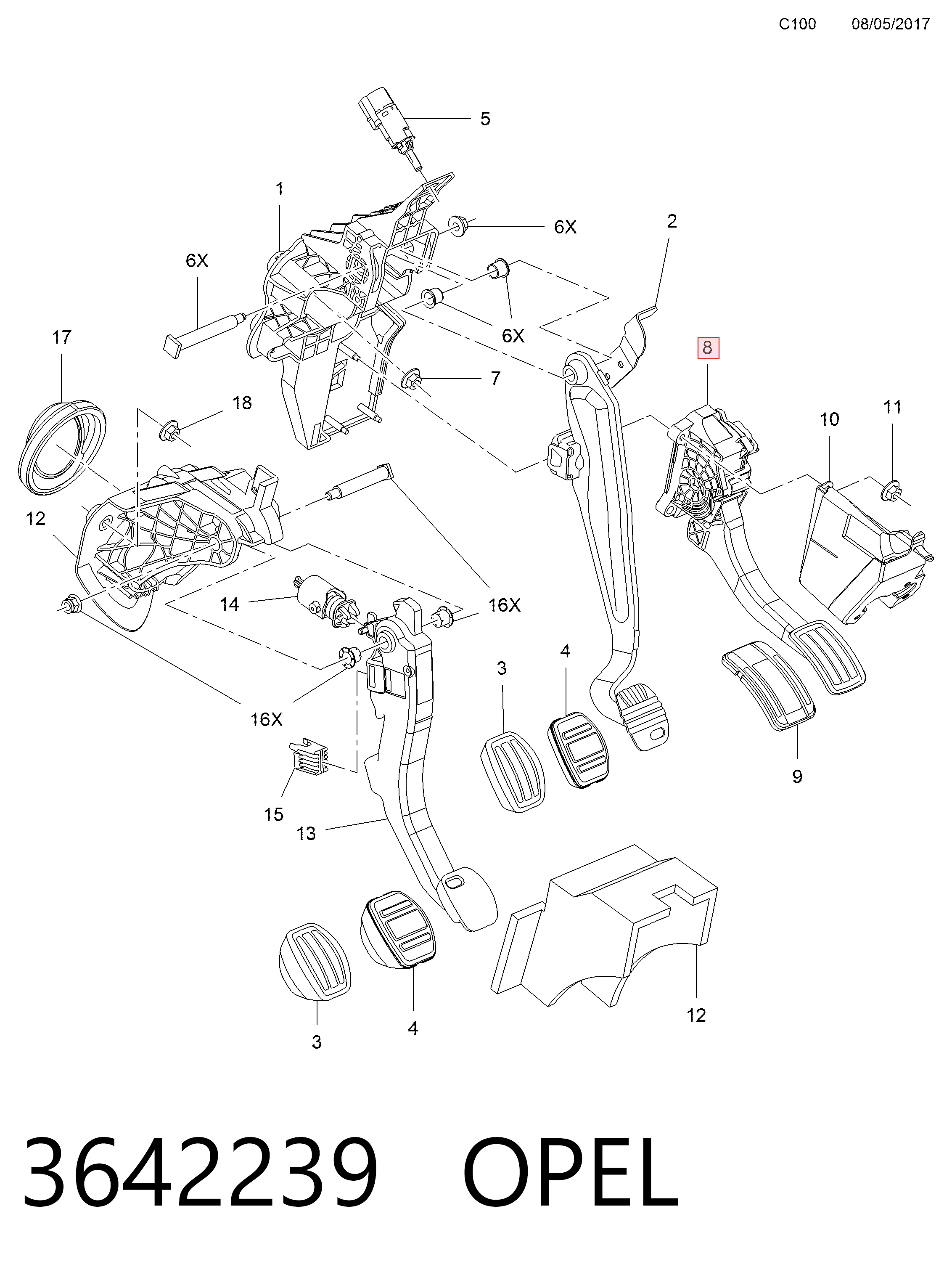 Pedał przyspieszenia (gazu) Peugeot 5008 II minivan (2016 - 2026) cena, od 37,68 USD