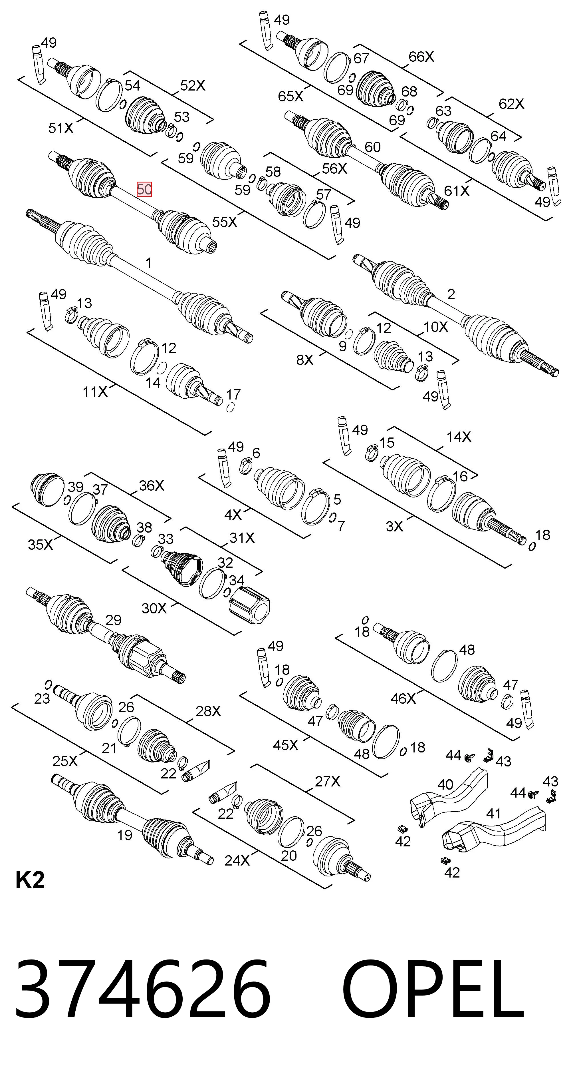 Do koszyka 13166589 General Motors Półoś napędowa przednia prawa