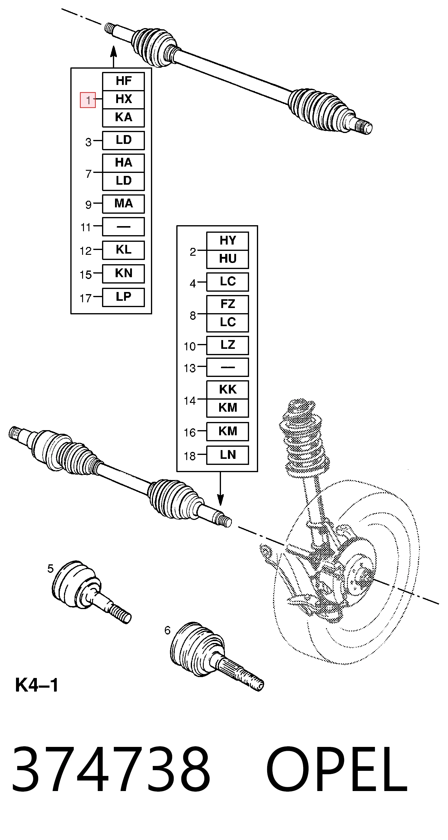 Do koszyka Półoś napędowa przednia prawa Opel Astra F 51, 52, F35, M35
