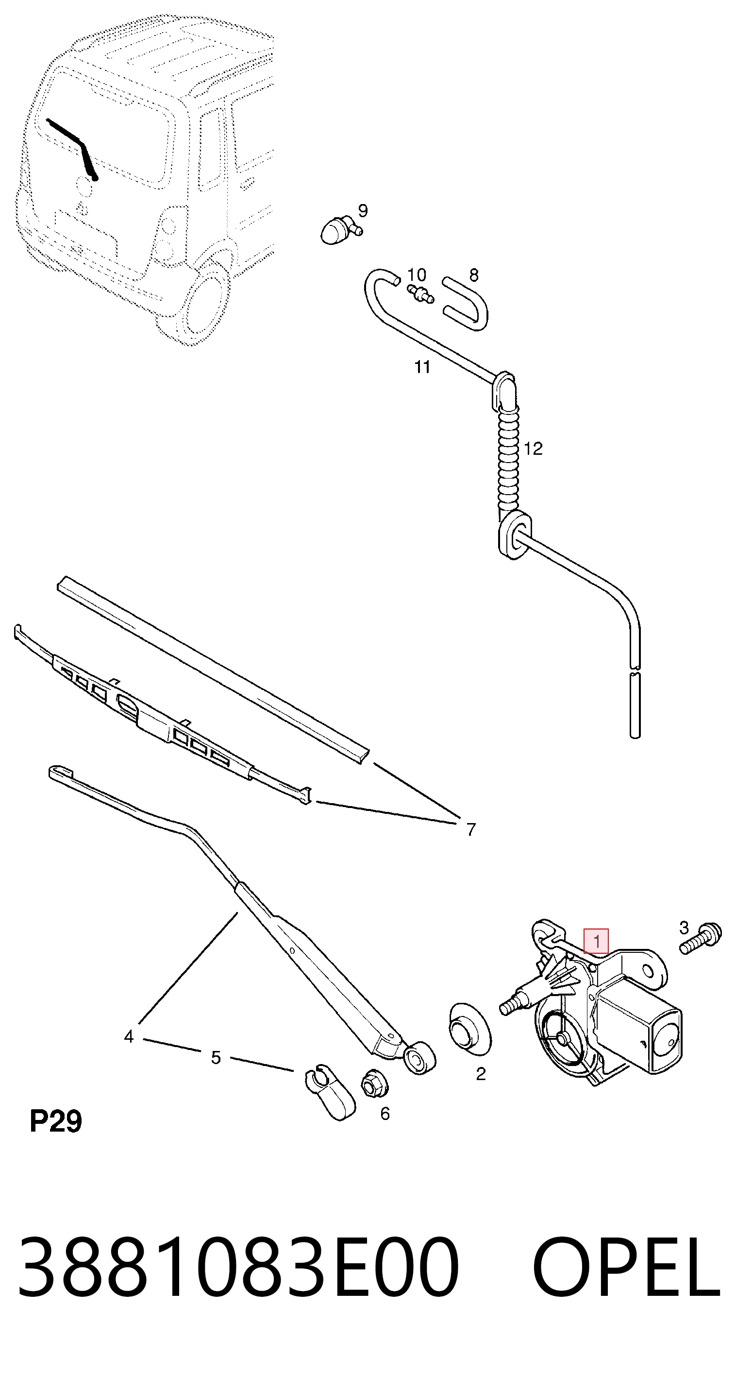 Silniczek wycieraczki tylnej szyby Opel Agila A hatchback (H00) (2000 - 2007) cena, od 59,88 USD