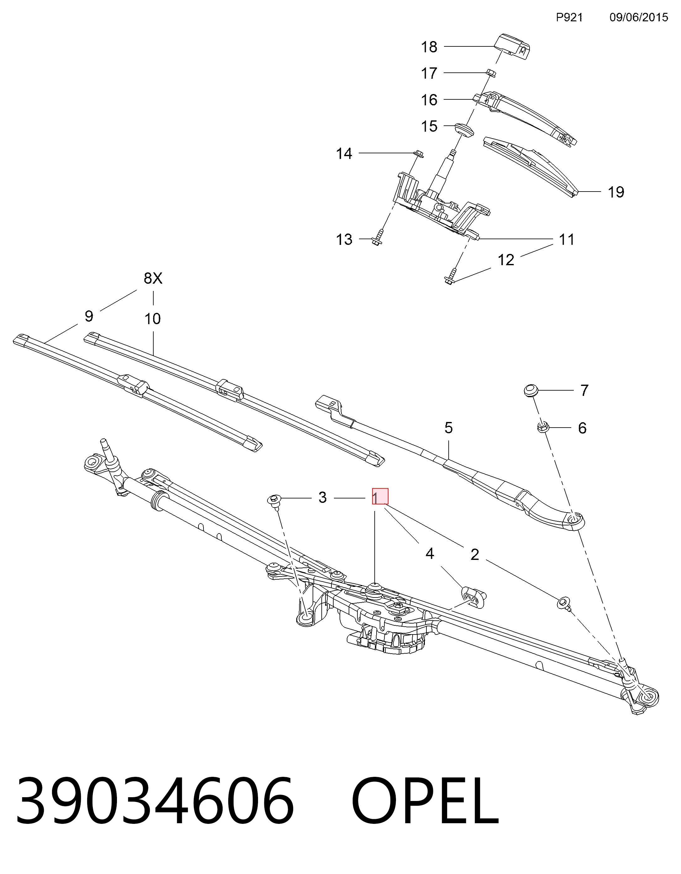 Mechanizm wycieraczek do Opel Astra K 
