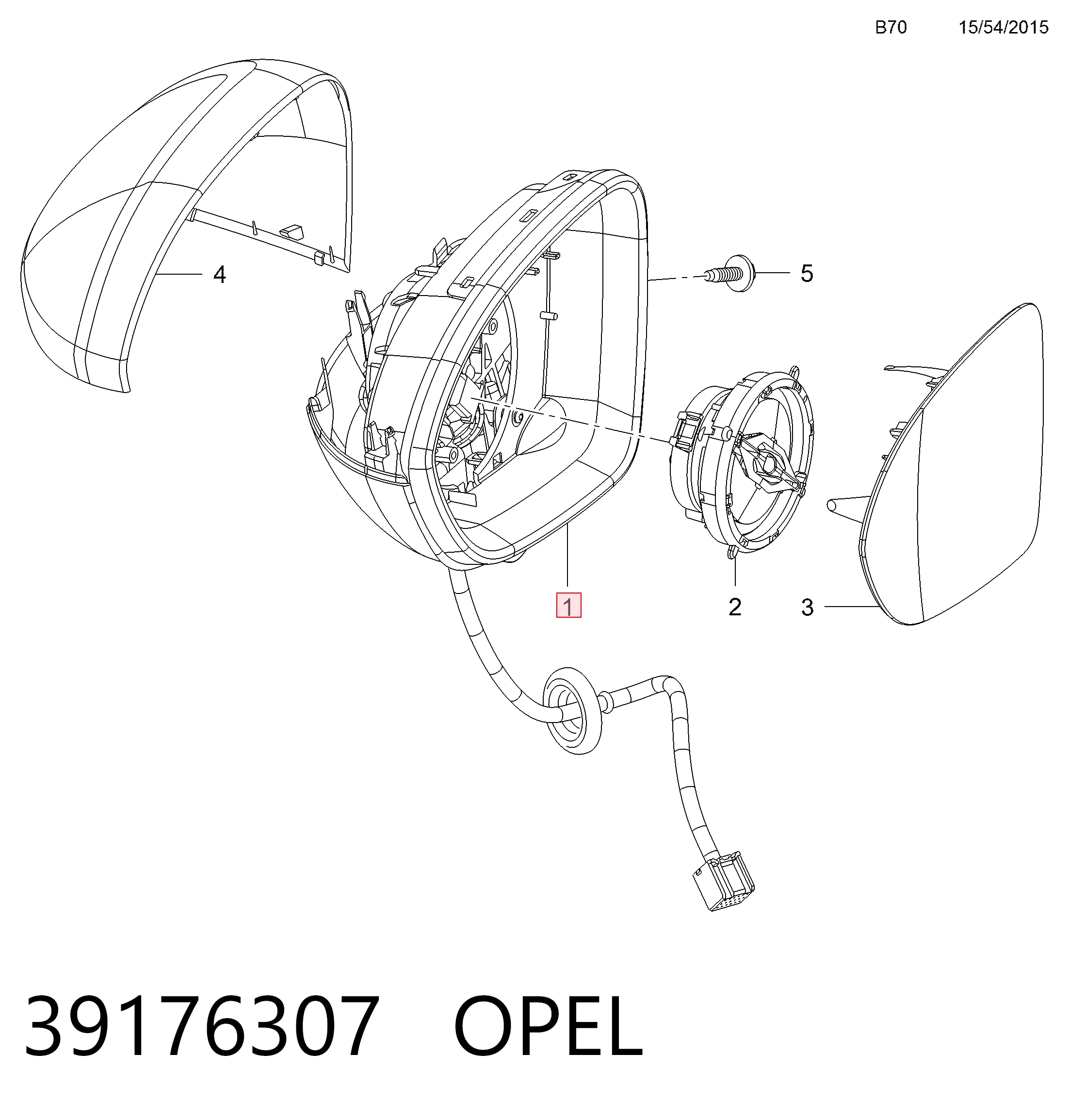 Do koszyka Lusterko wsteczne prawe Opel Astra K 