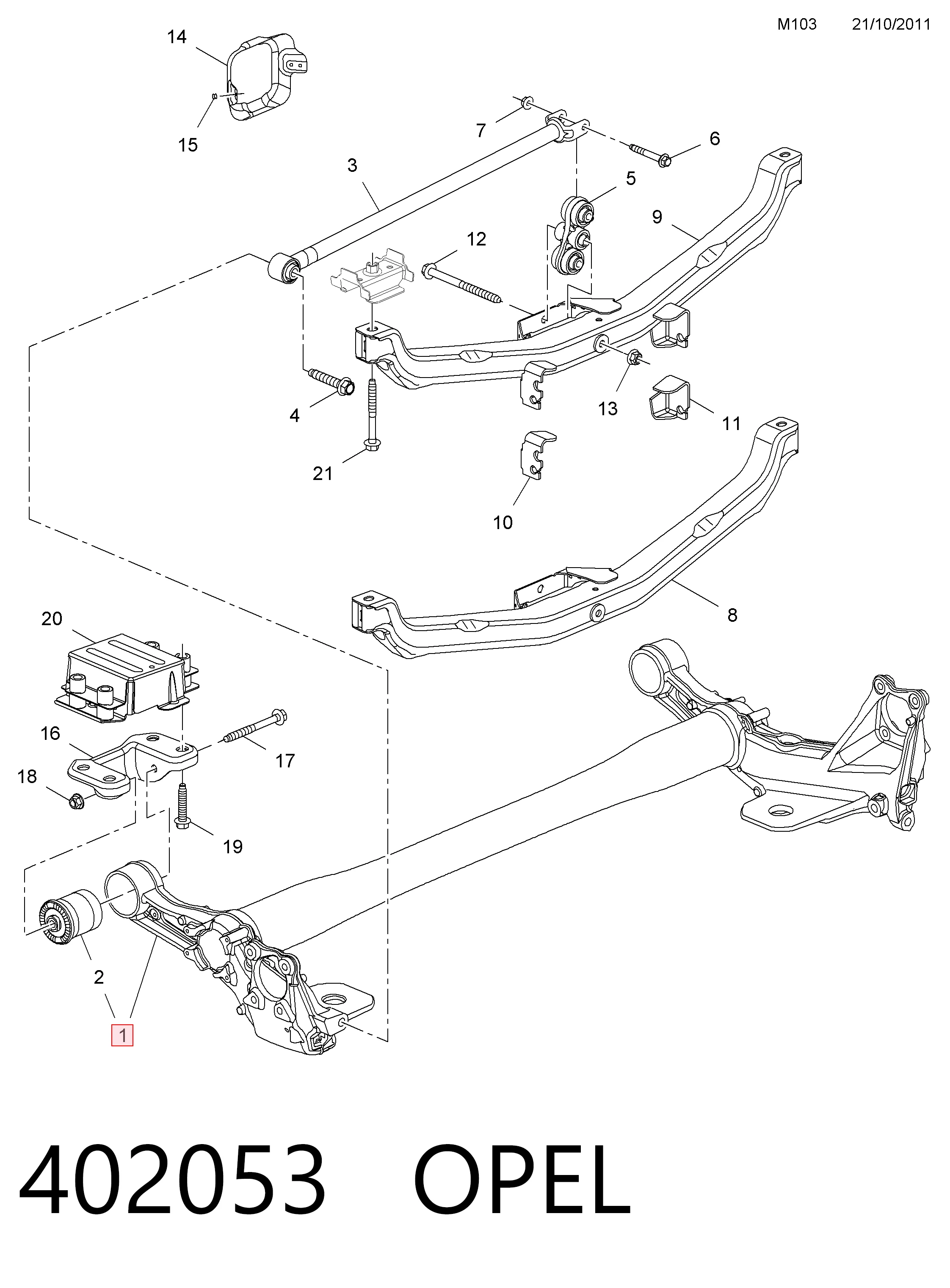 Korpus osi tylnej do Opel Astra J 69