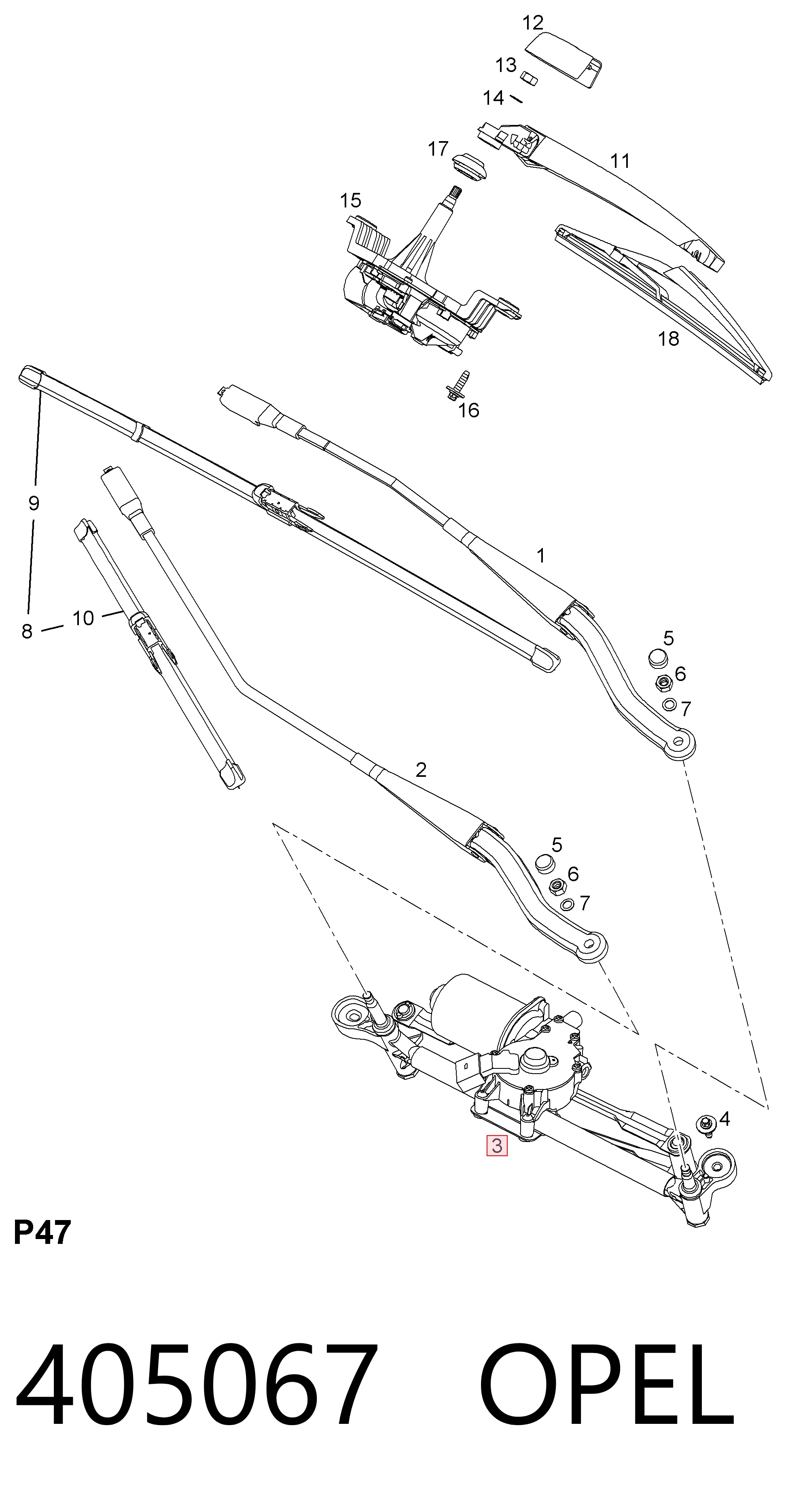  Mechanizm wycieraczek Opel Corsa 